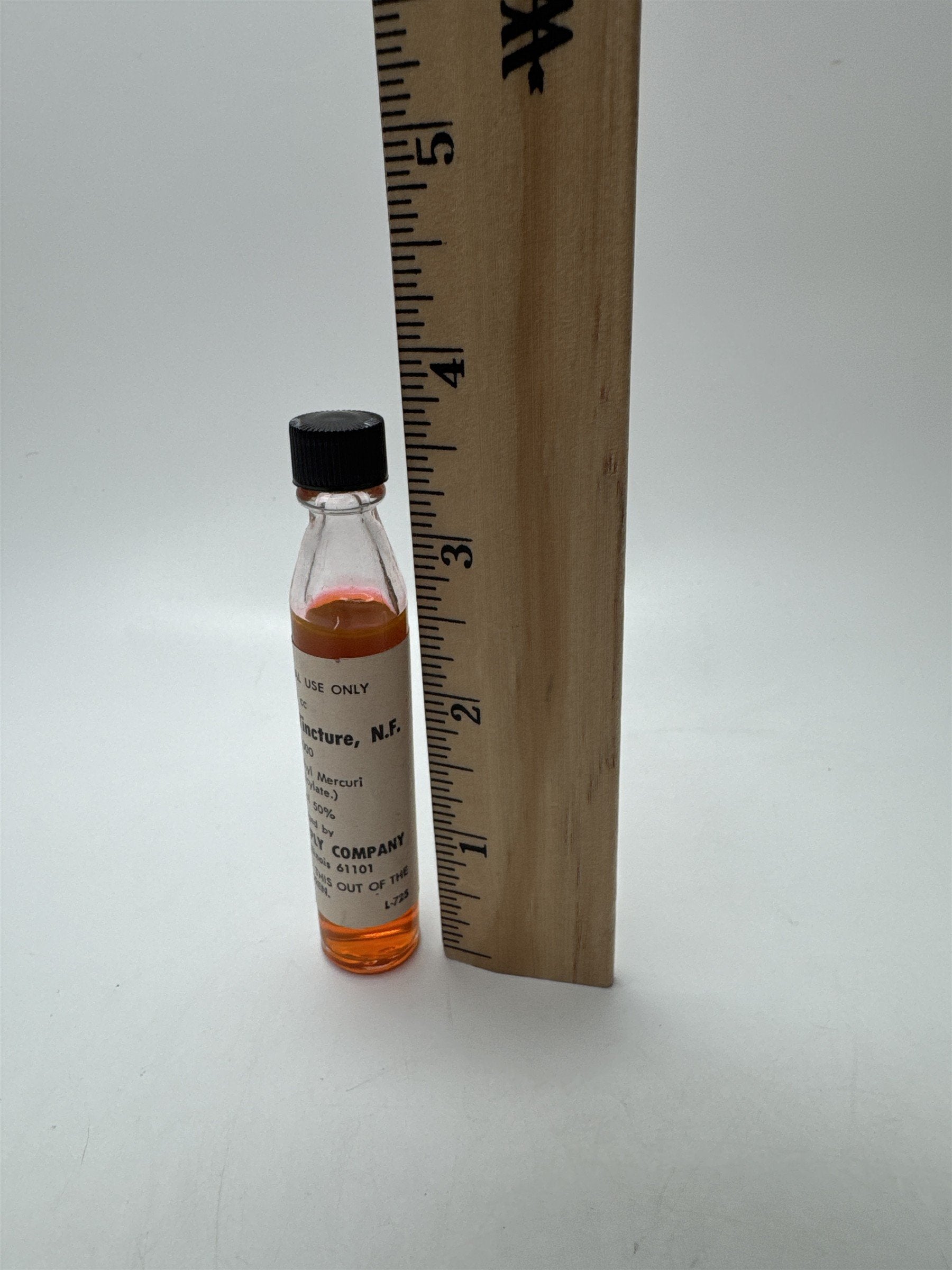 Vintage NOS Thimerosal Tincture Bottle 10cc Medical Pharmacy Collectible Glass