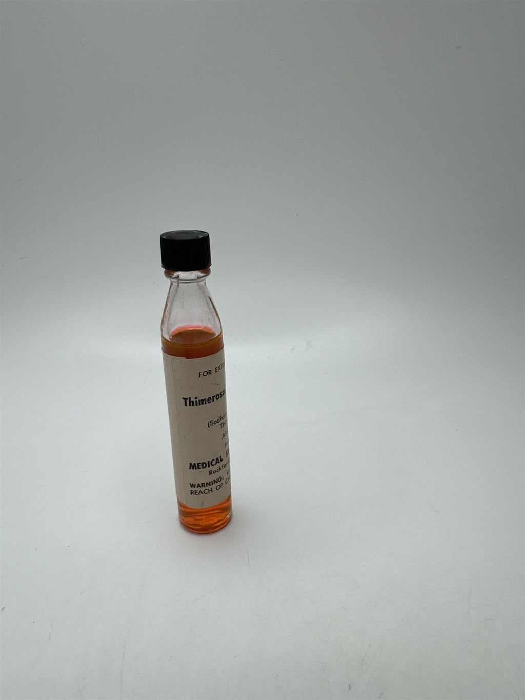 Vintage NOS Thimerosal Tincture Bottle 10cc Medical Pharmacy Collectible Glass