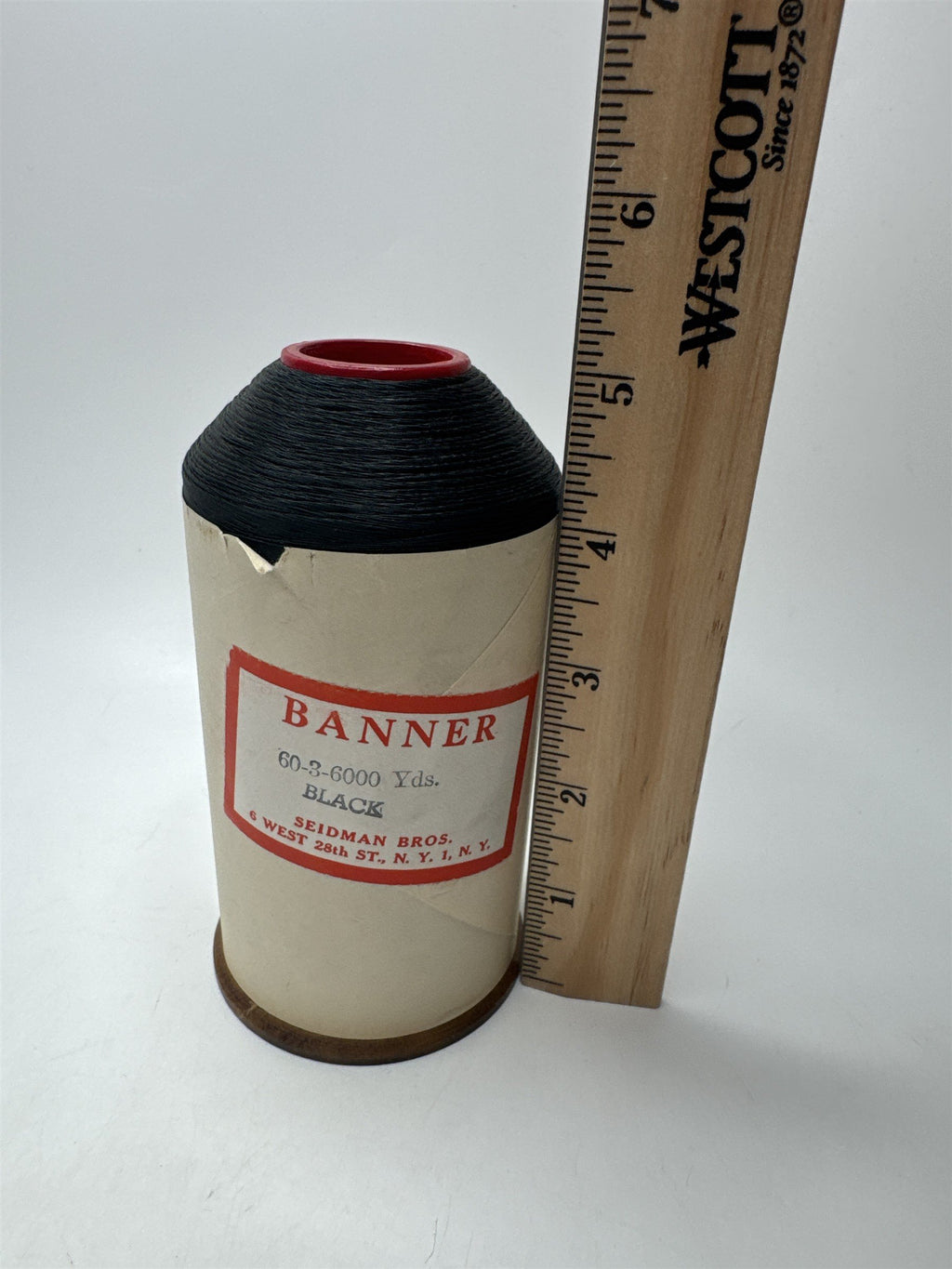Vintage Banner Thread Black 6000 Yds Spool 60/3 Sewing Quilting Craft Supply