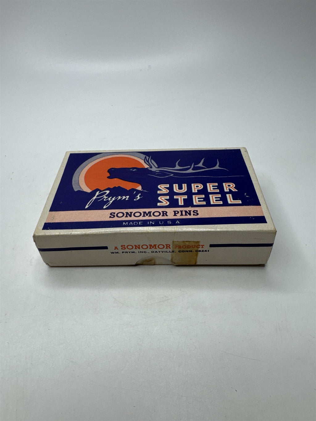 Vintage Prym's Sonomor Super Steel Pins Almost Full Box Sewing Supply