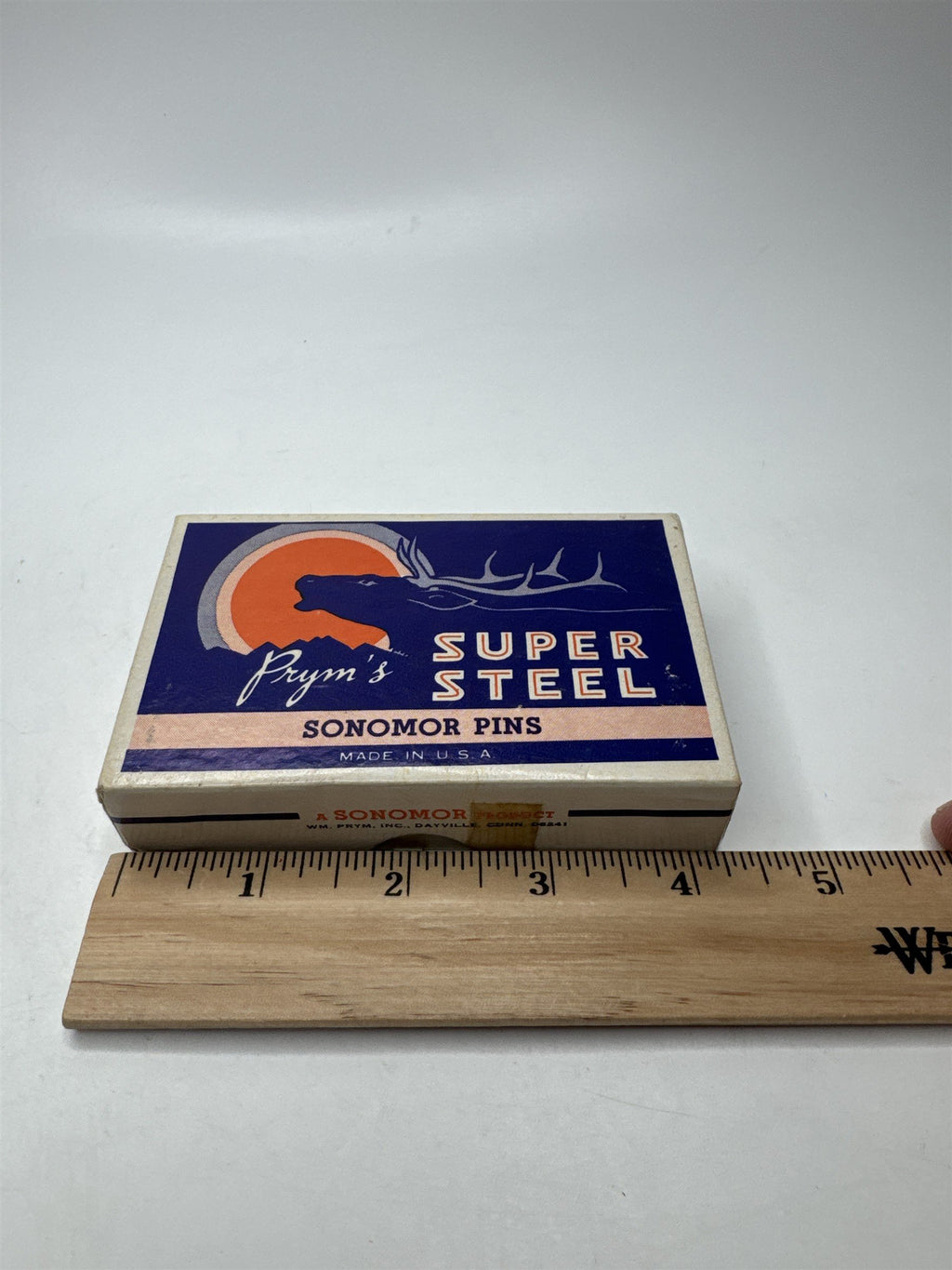 Vintage Prym's Sonomor Super Steel Pins Almost Full Box Sewing Supply