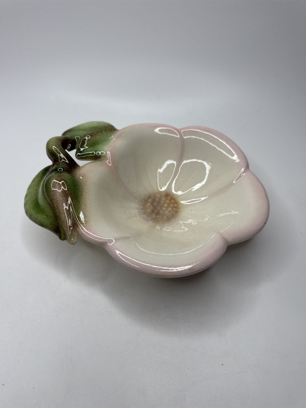 Vintage MCM Ceramic Magnolia Flower Dish Plate Pin Tray Mid-Century