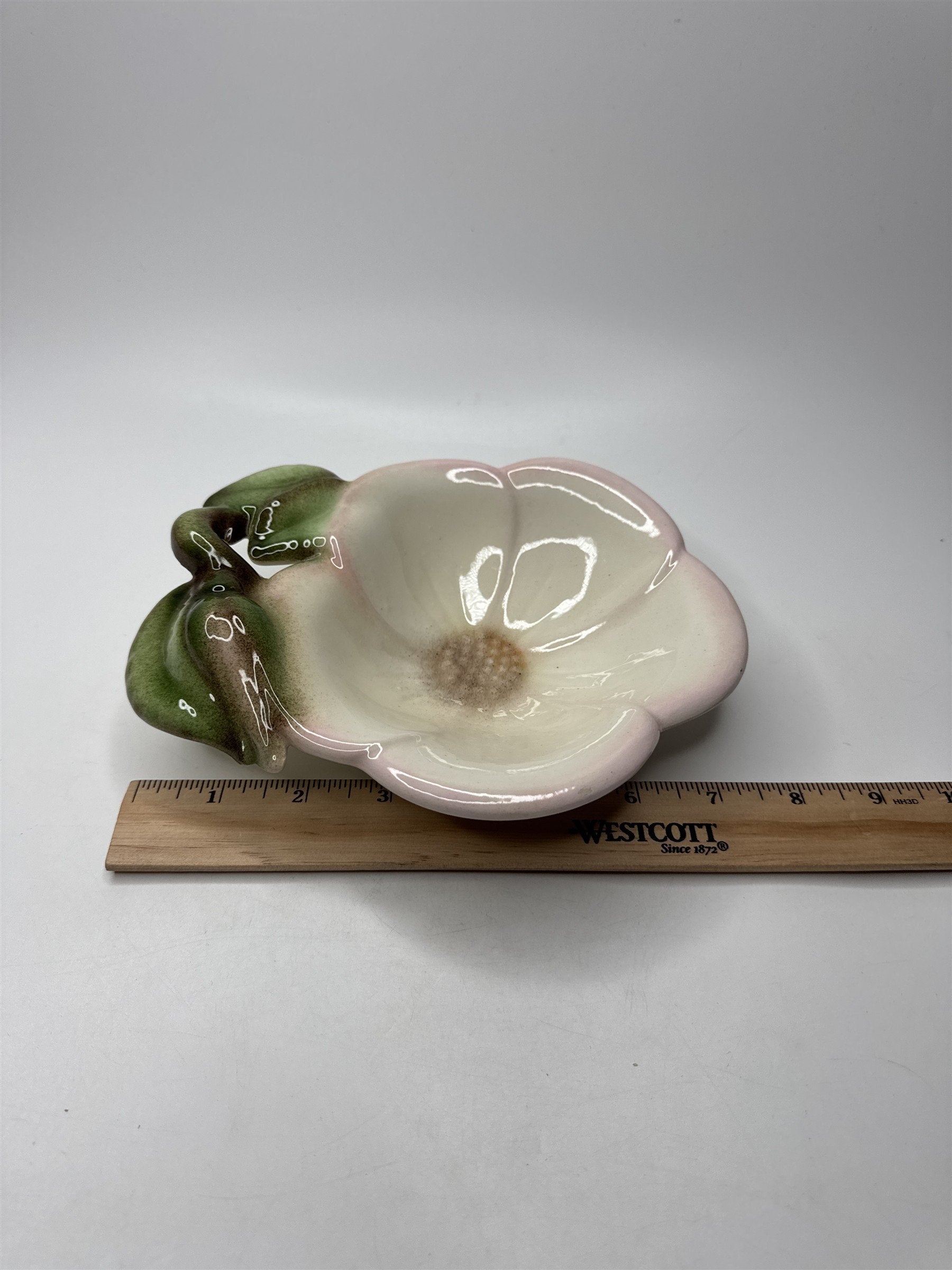 Vintage MCM Ceramic Magnolia Flower Dish Plate Pin Tray Mid-Century