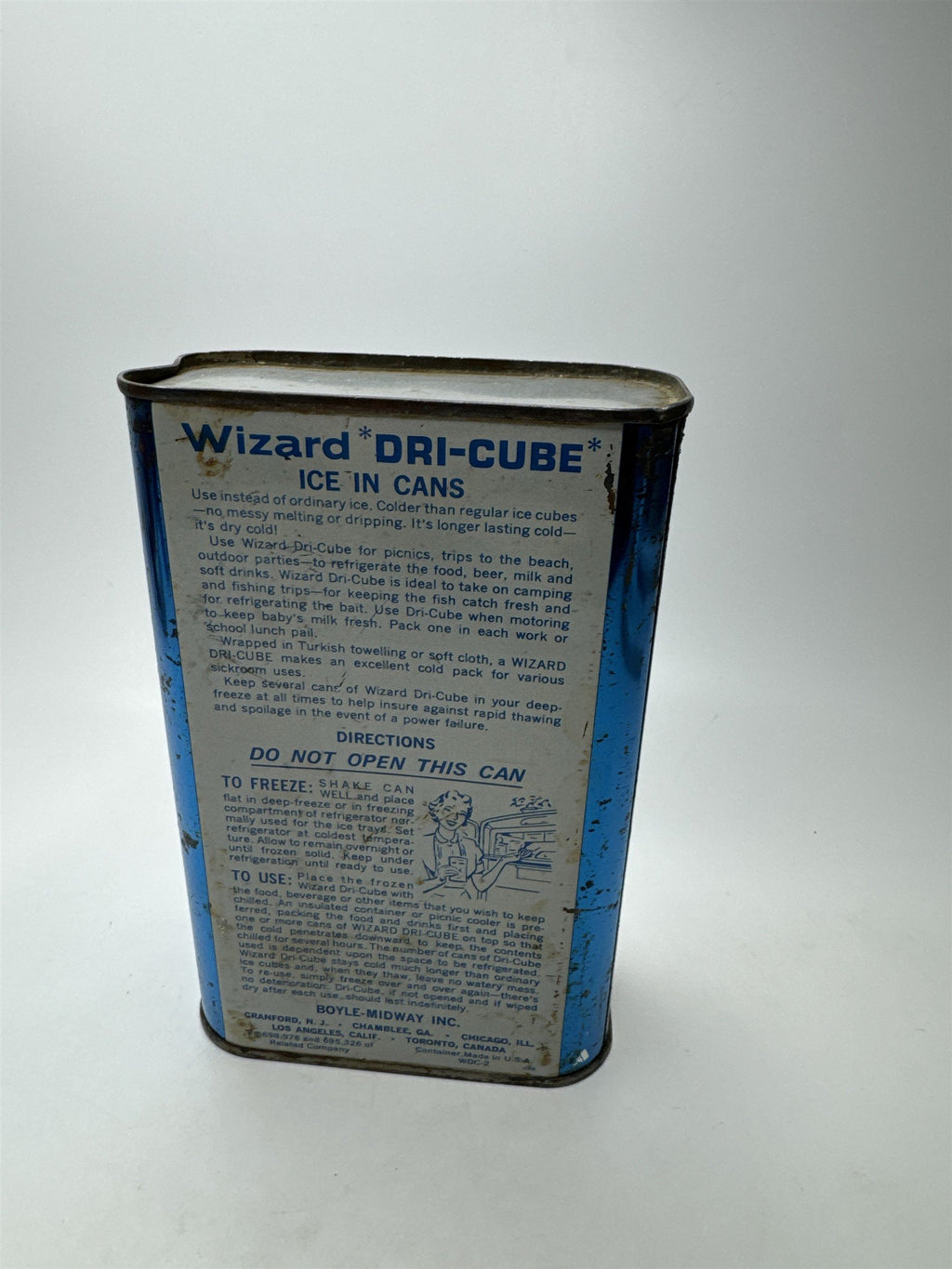Vintage Wizard Dri-Cube Ice In Can Full Cooling Advertising Tin