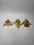 Vintage Set of 3 Hong Kong Angels Ornaments Plastic Gold Tone Christmas Kitsch