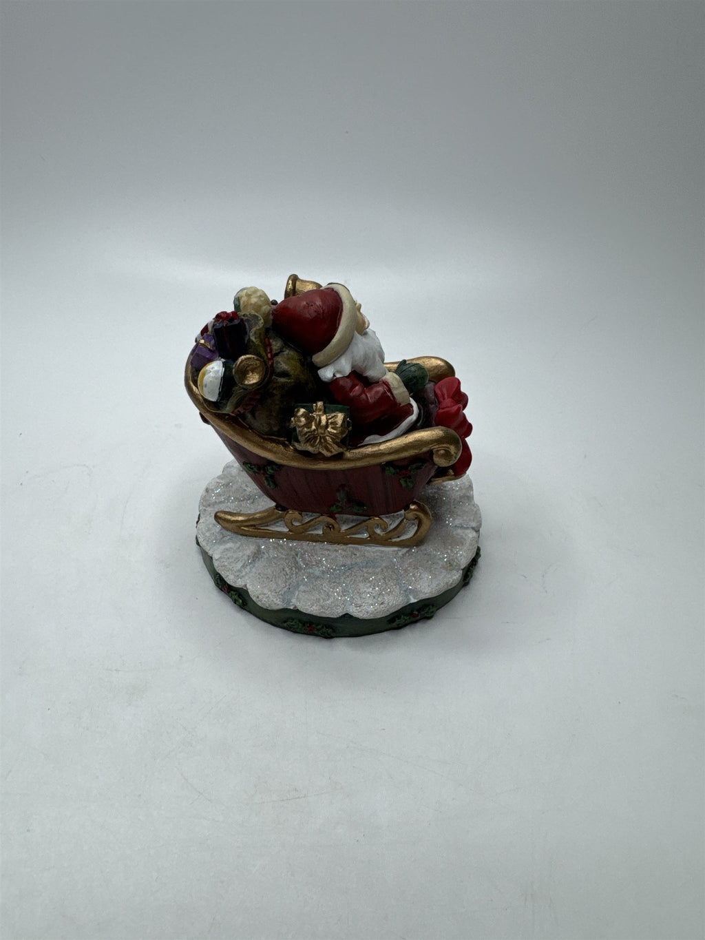 Vintage Resin Santa Sleigh Presents Christmas Figurine Tabletop Statue Bell