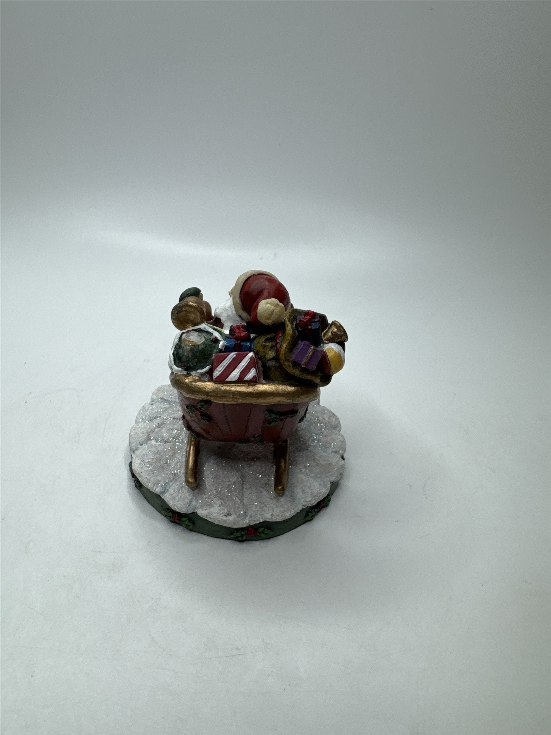 Vintage Resin Santa Sleigh Presents Christmas Figurine Tabletop Statue Bell
