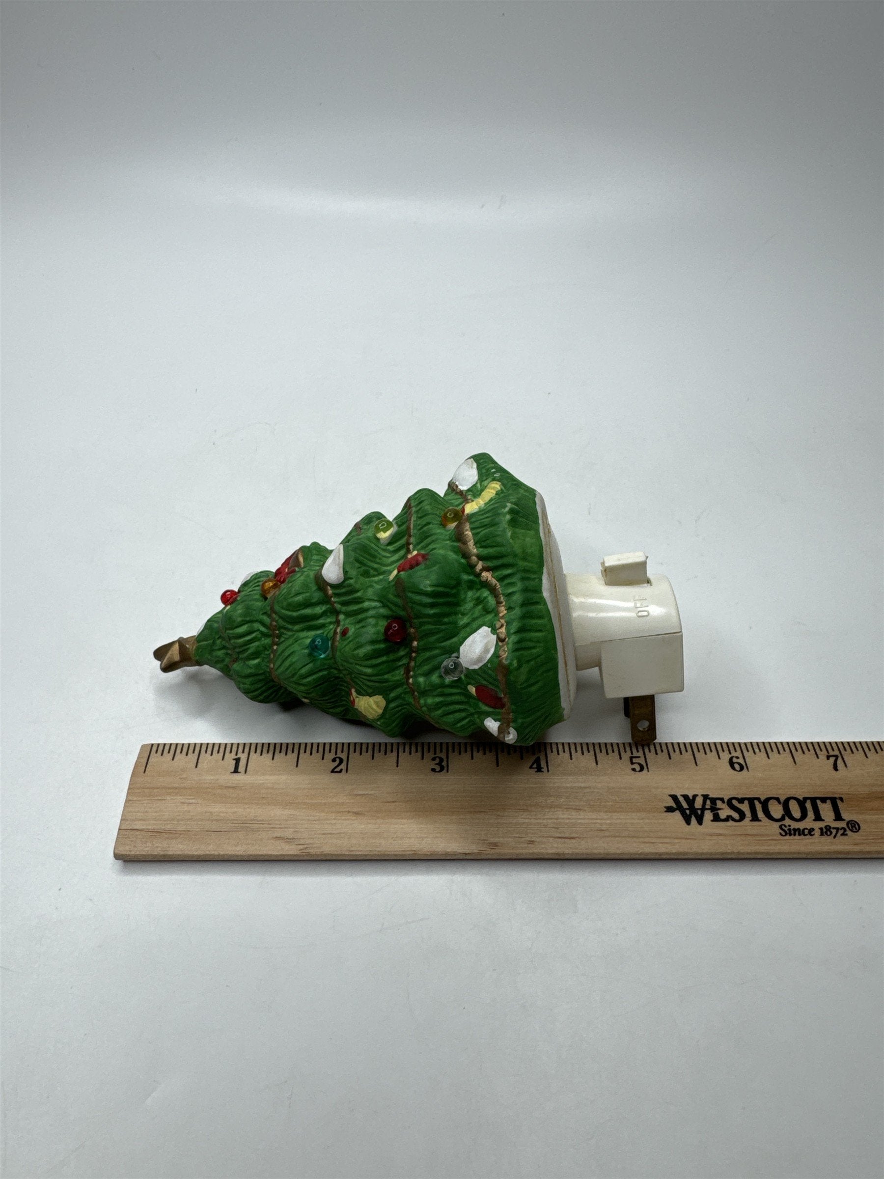 Vintage Ceramic Christmas Tree Night Light Plug In Hand Painted Holiday Decor