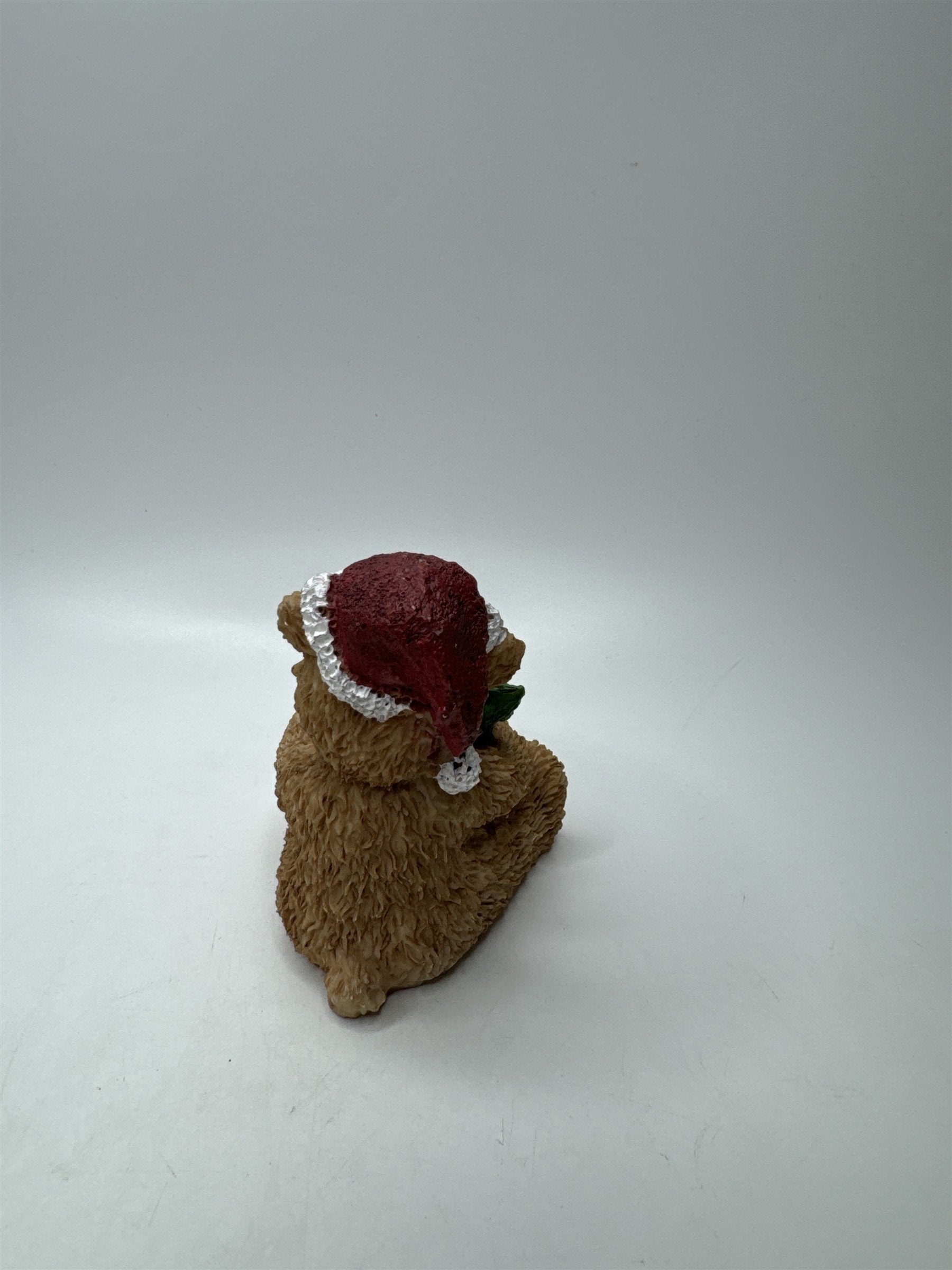 Vintage Cinnamon Teddy Bear Figurine Santa Hat Christmas Tree Decor