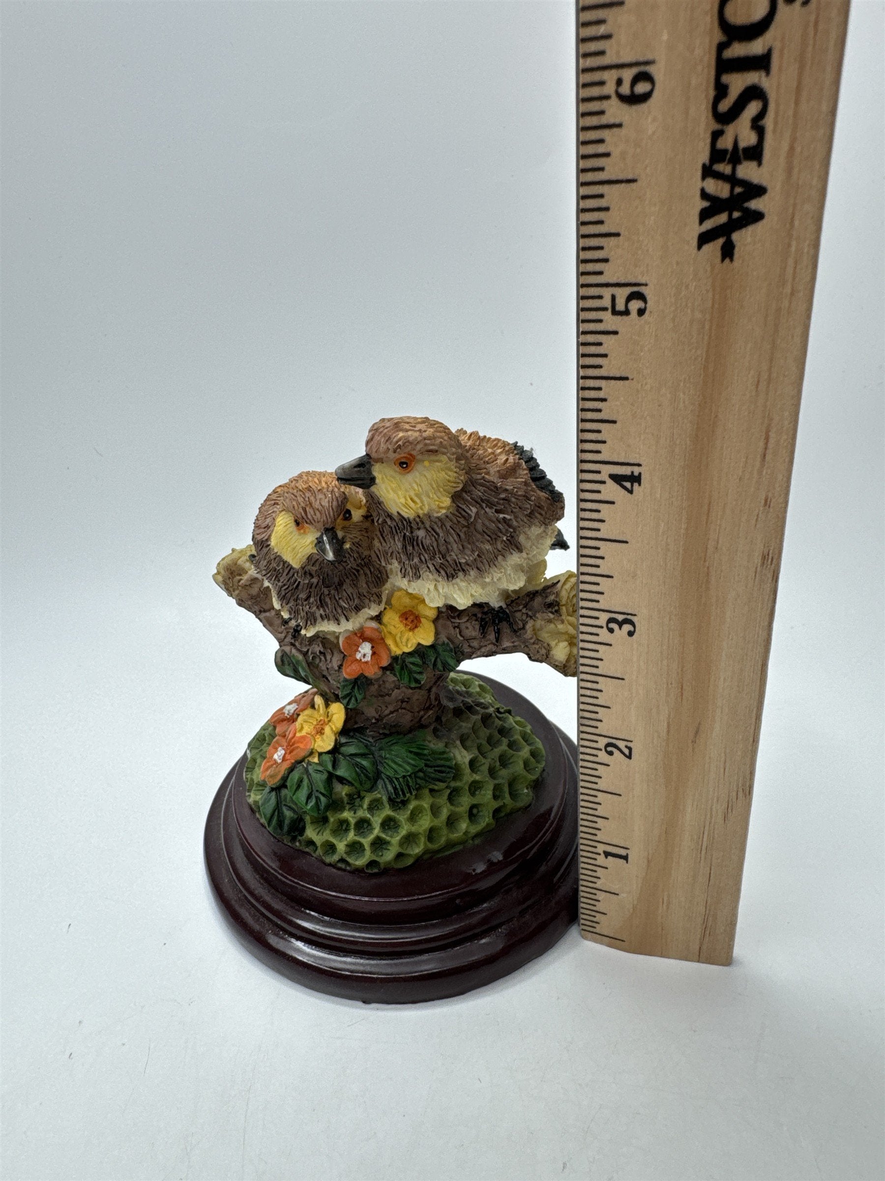 Vintage Brown Birds on Branch Floral Figurine Ceramic Nature Statue Decor