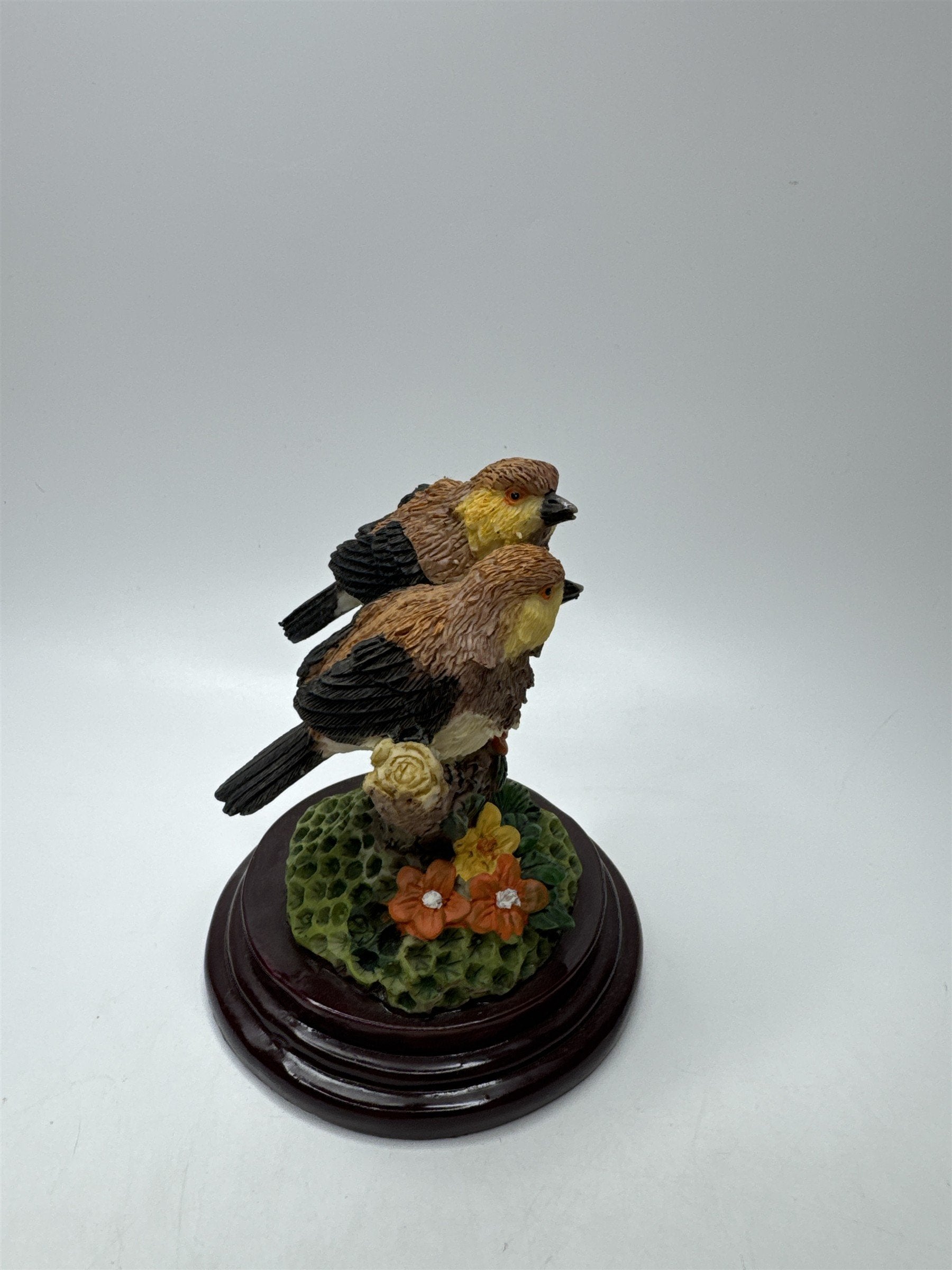 Vintage Brown Birds on Branch Floral Figurine Ceramic Nature Statue Decor