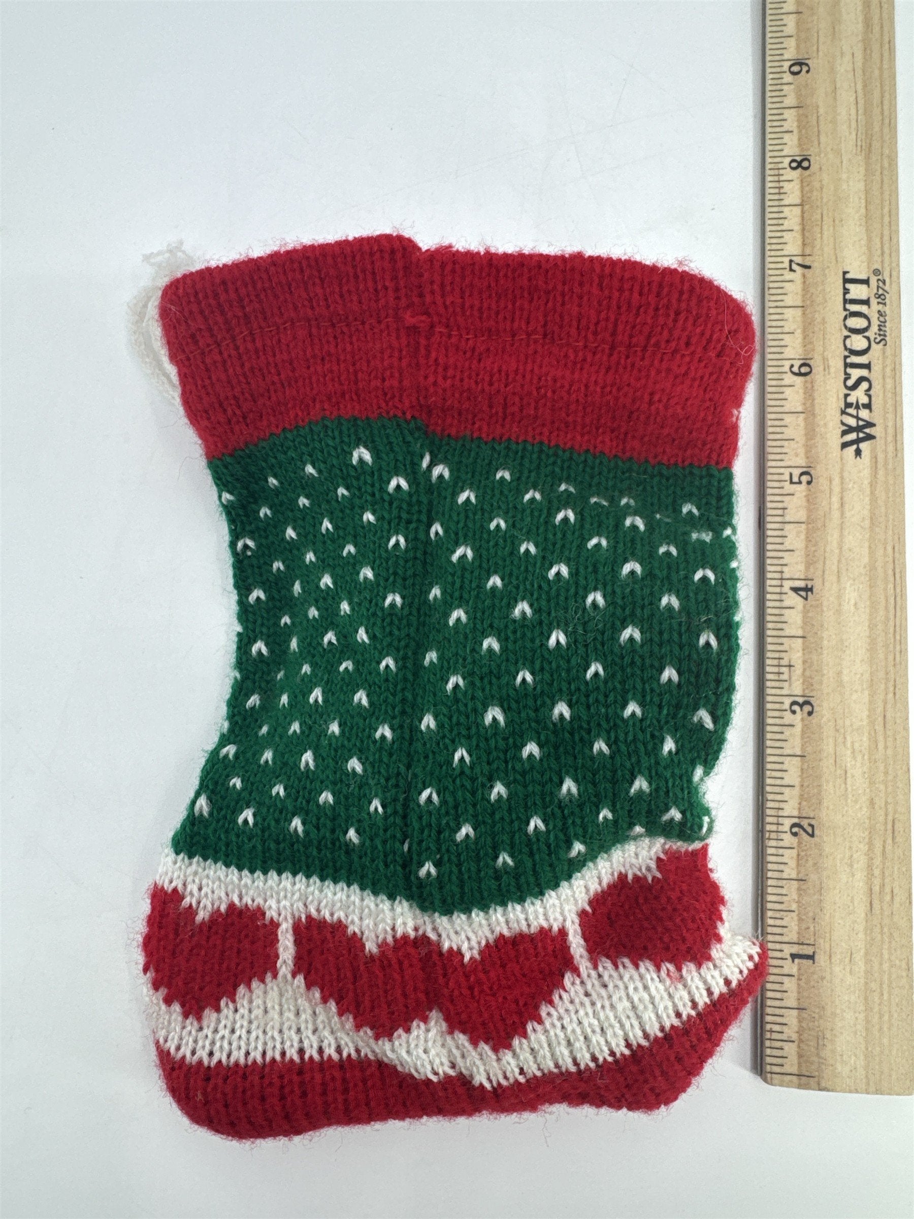Knitted Christmas Teddy Bear Goodie/Candy/Treat Bag Holiday Gift Bag