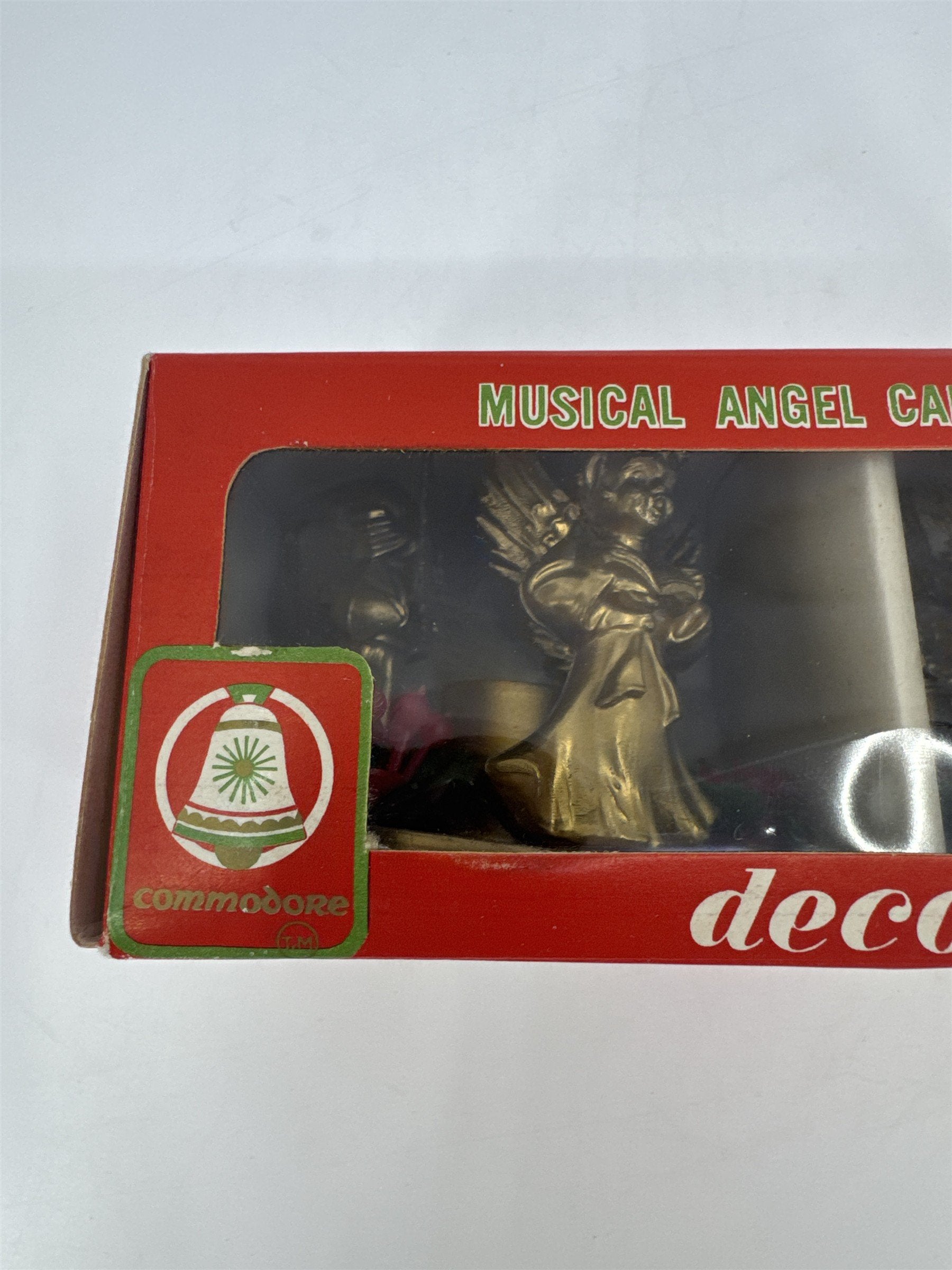 Vintage Commodore Musical Gold Toned Angel Candle Holders Christmas Decor