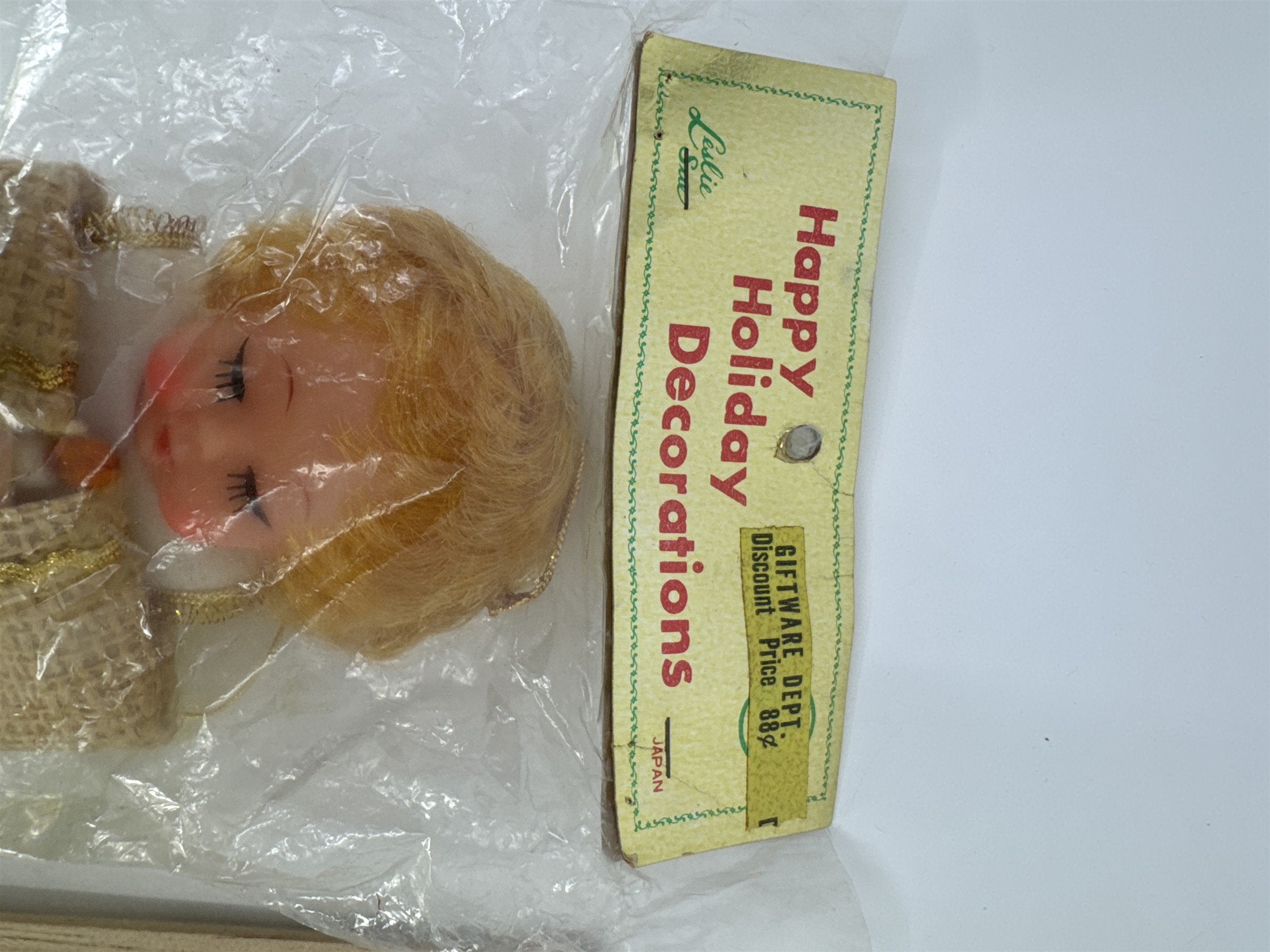 Vintage Leslie Sue Japan Blushing Angel W/ Candle Tree Topper Christmas Decor