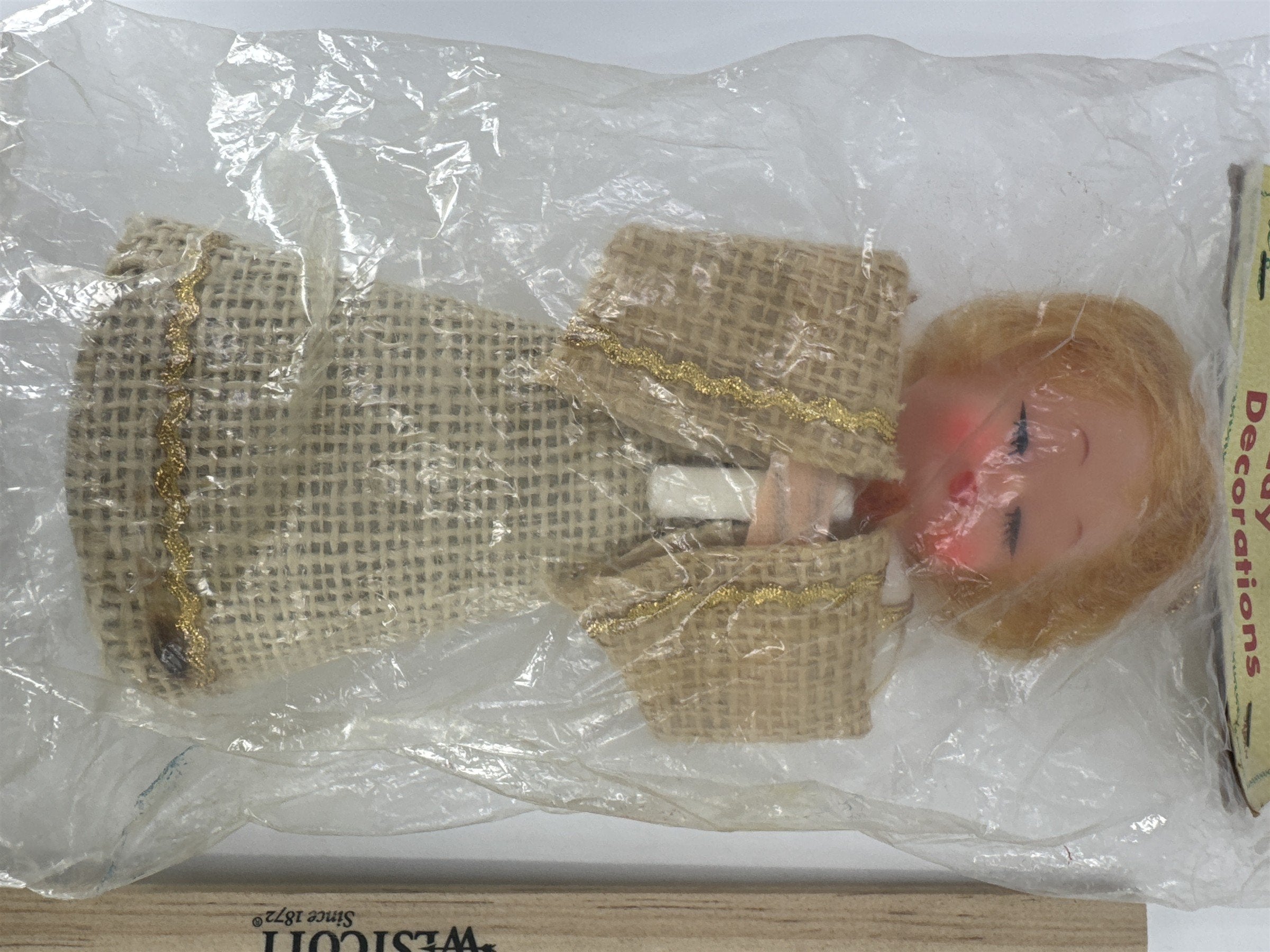 Vintage Leslie Sue Japan Blushing Angel W/ Candle Tree Topper Christmas Decor