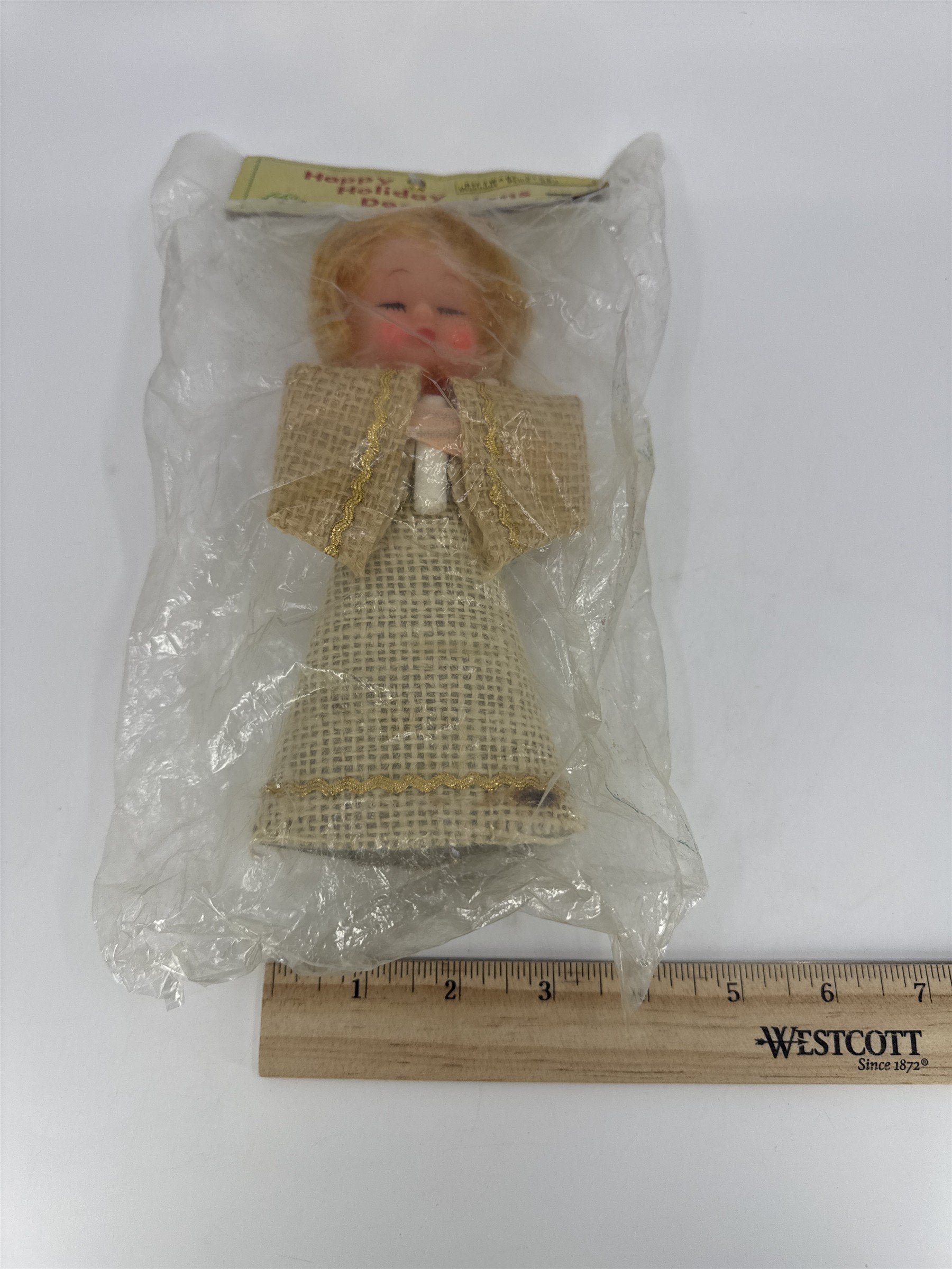 Vintage Leslie Sue Japan Blushing Angel W/ Candle Tree Topper Christmas Decor