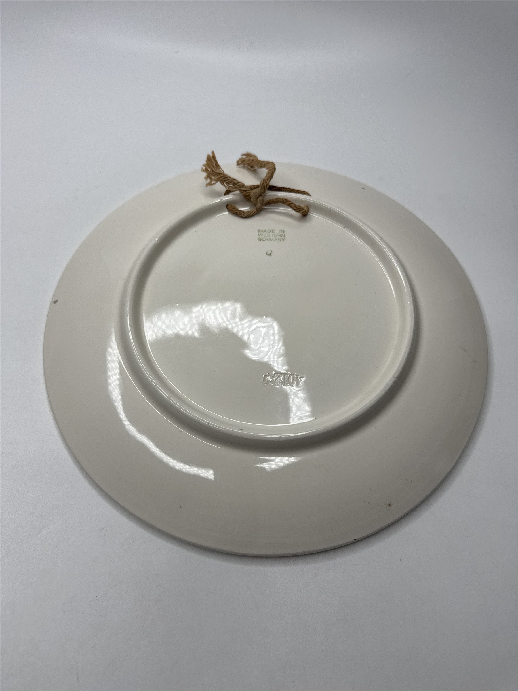 Vintage Majolica Plate 9" West Germany Raised Relief Winter Christmas Holiday