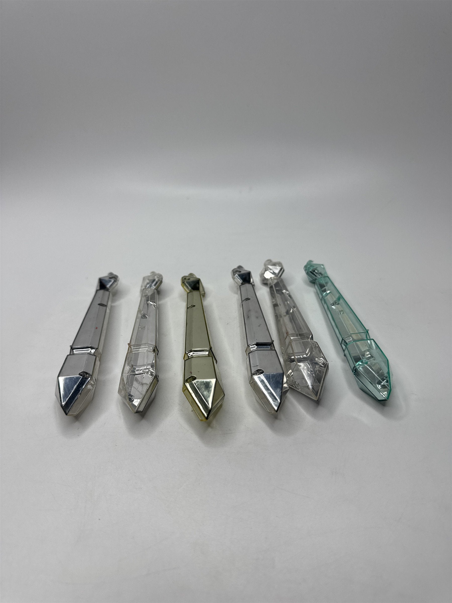 Vintage Set of 6 Hard Plastic Icicle Ornaments Multicolored Retro Kitsch MCM
