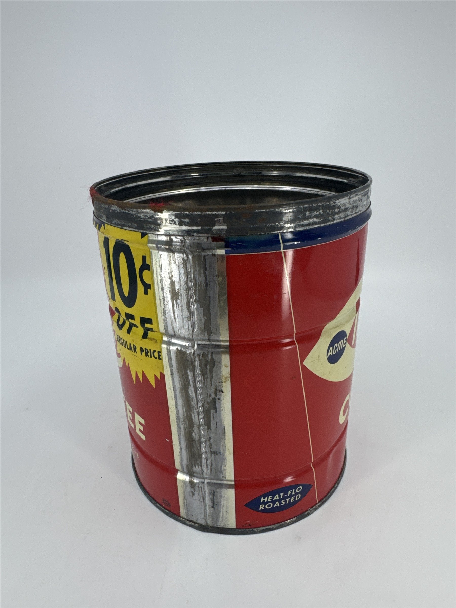 Vintage Empty Acme 2 Lb. Ideal Red Coffee Advertising Tin *Missing Lid
