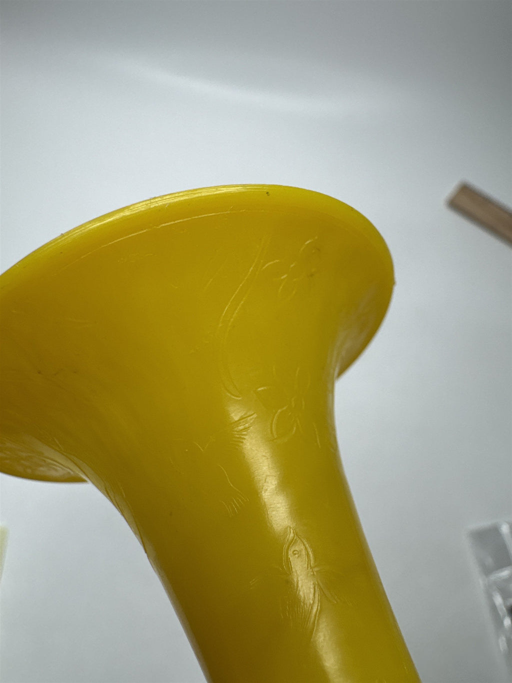 Vintage Spec-Toy Horn Yellow Blue Hard Plastic Toy Noise Maker Trumpet Retro