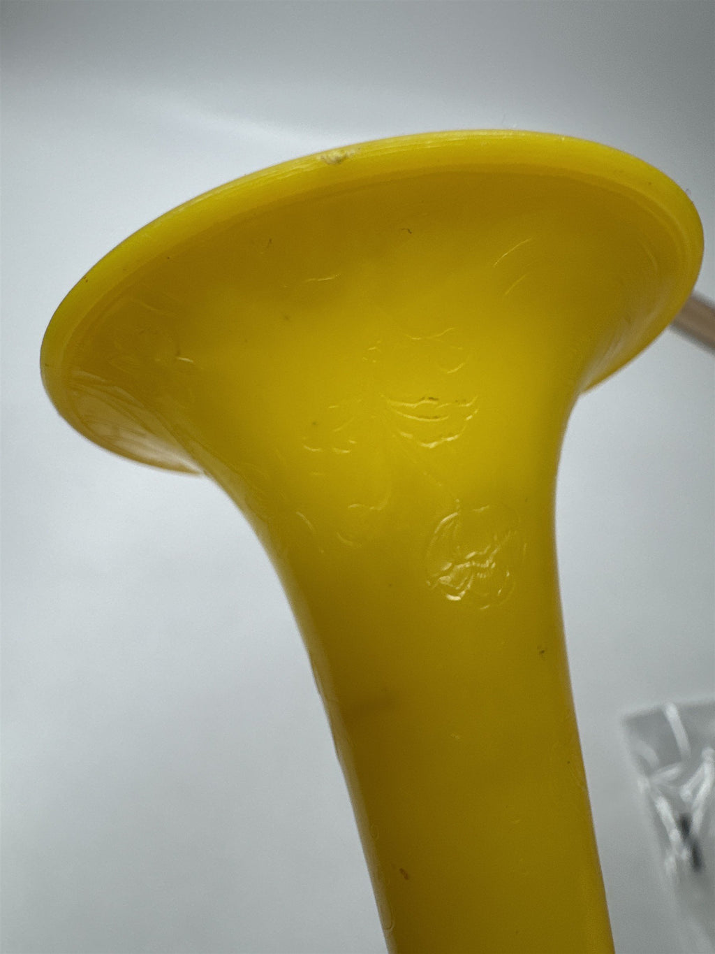 Vintage Spec-Toy Horn Yellow Blue Hard Plastic Toy Noise Maker Trumpet Retro
