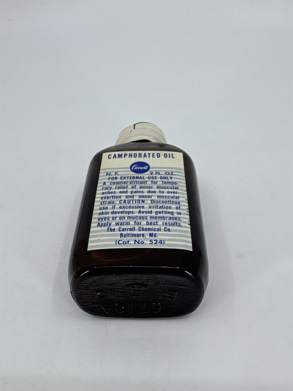 Vintage Carroll 2 Fl Oz. Bottle Camphorated Oil Medicine Full Bottle