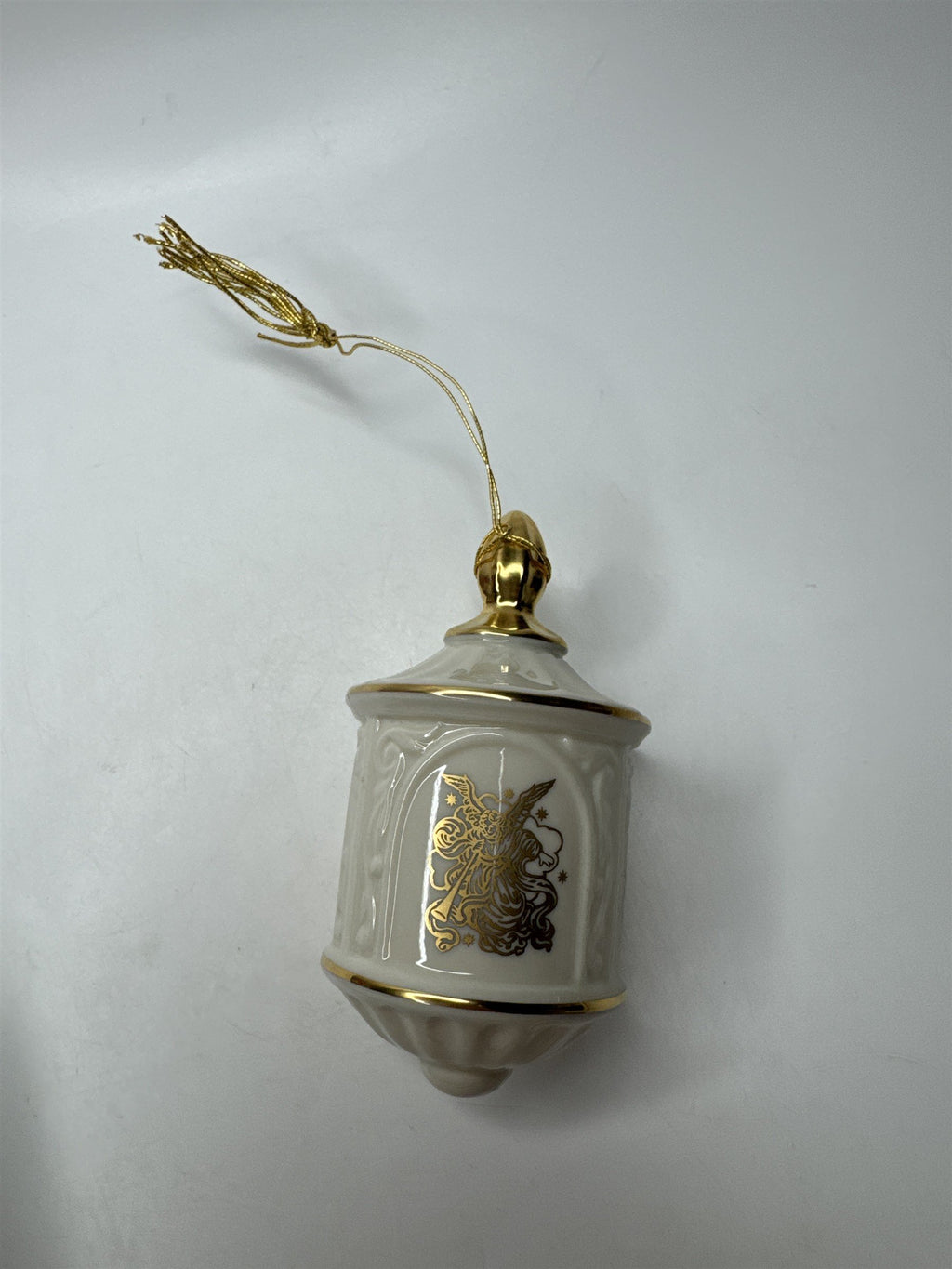 Vintage Lenox Angel Lantern Ornament Teardrop Porcelain Christmas Gold Trim