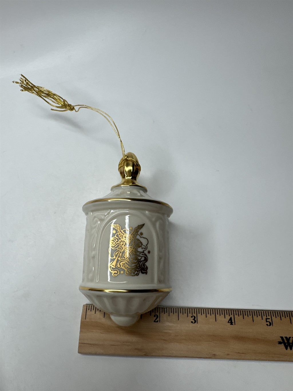 Vintage Lenox Angel Lantern Ornament Teardrop Porcelain Christmas Gold Trim
