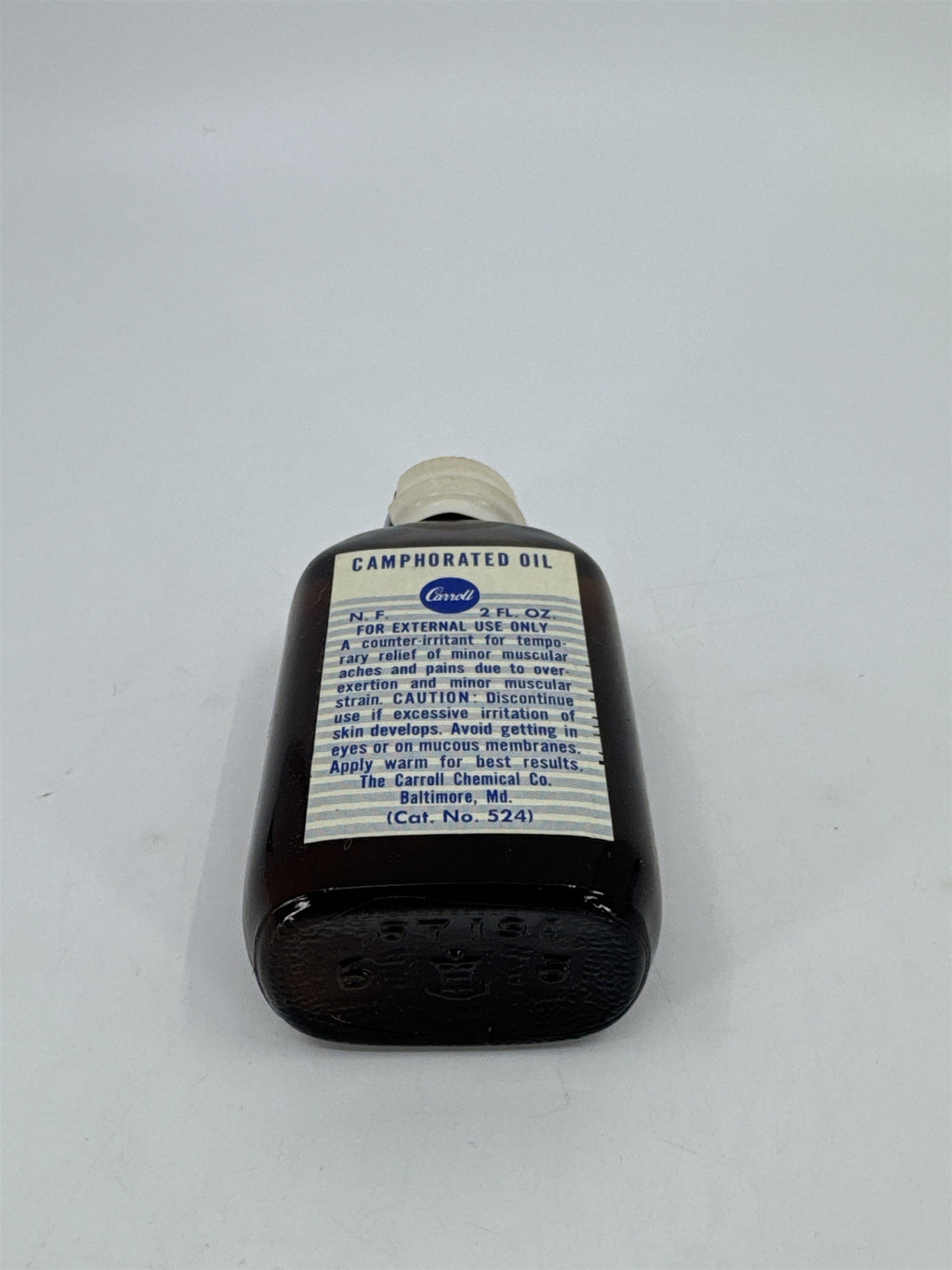Vintage Carroll 2 Fl Oz. Bottle Camphorated Oil Medicine Full Bottle