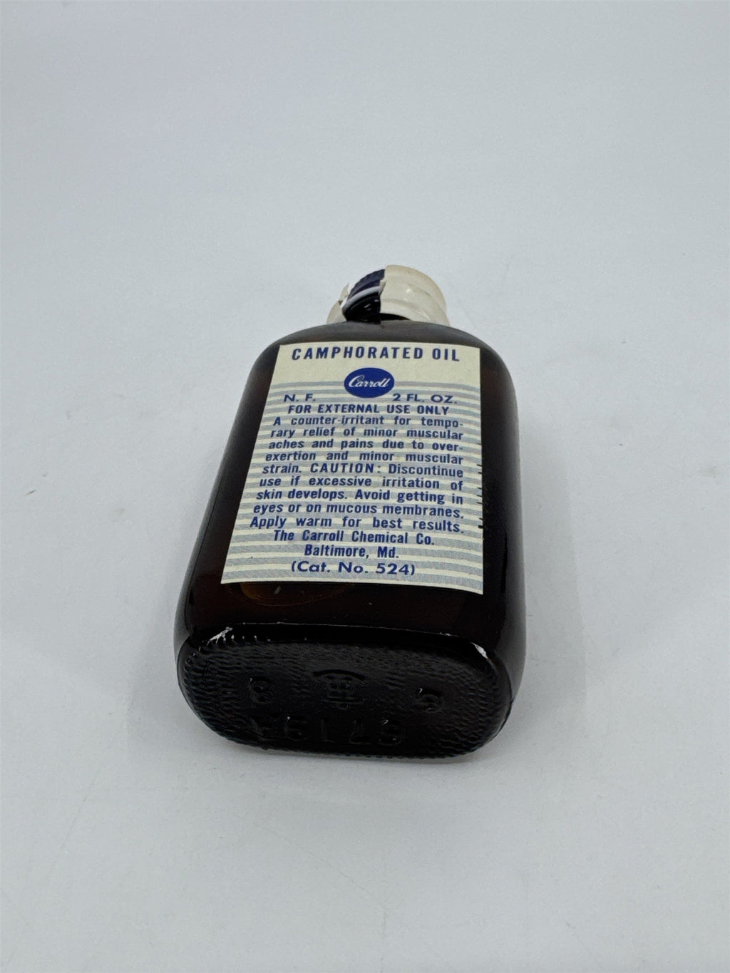 Vintage Carroll 2 Fl Oz. Bottle Camphorated Oil Medicine Full Bottle