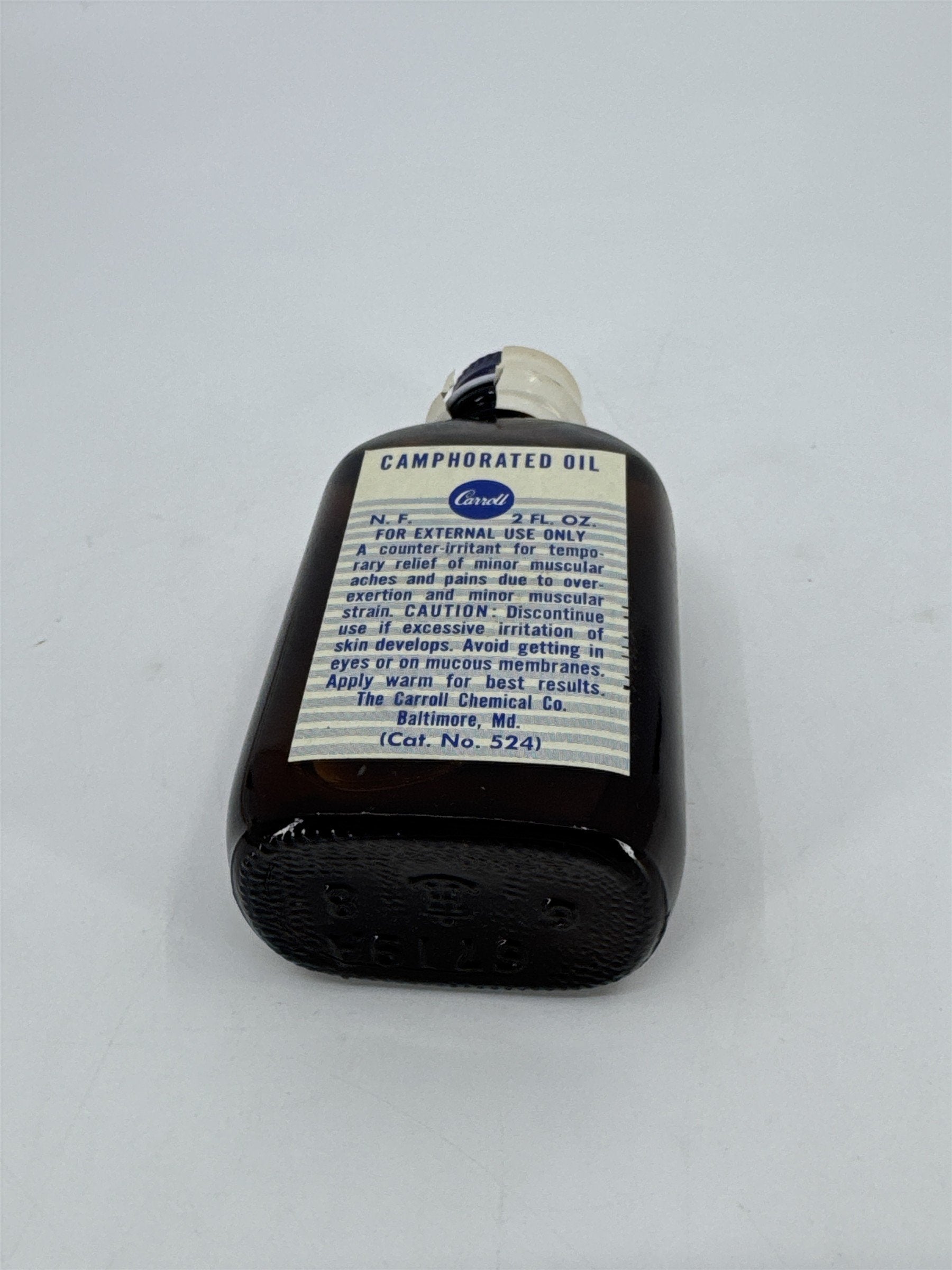 Vintage Carroll 2 Fl Oz. Bottle Camphorated Oil Medicine Full Bottle