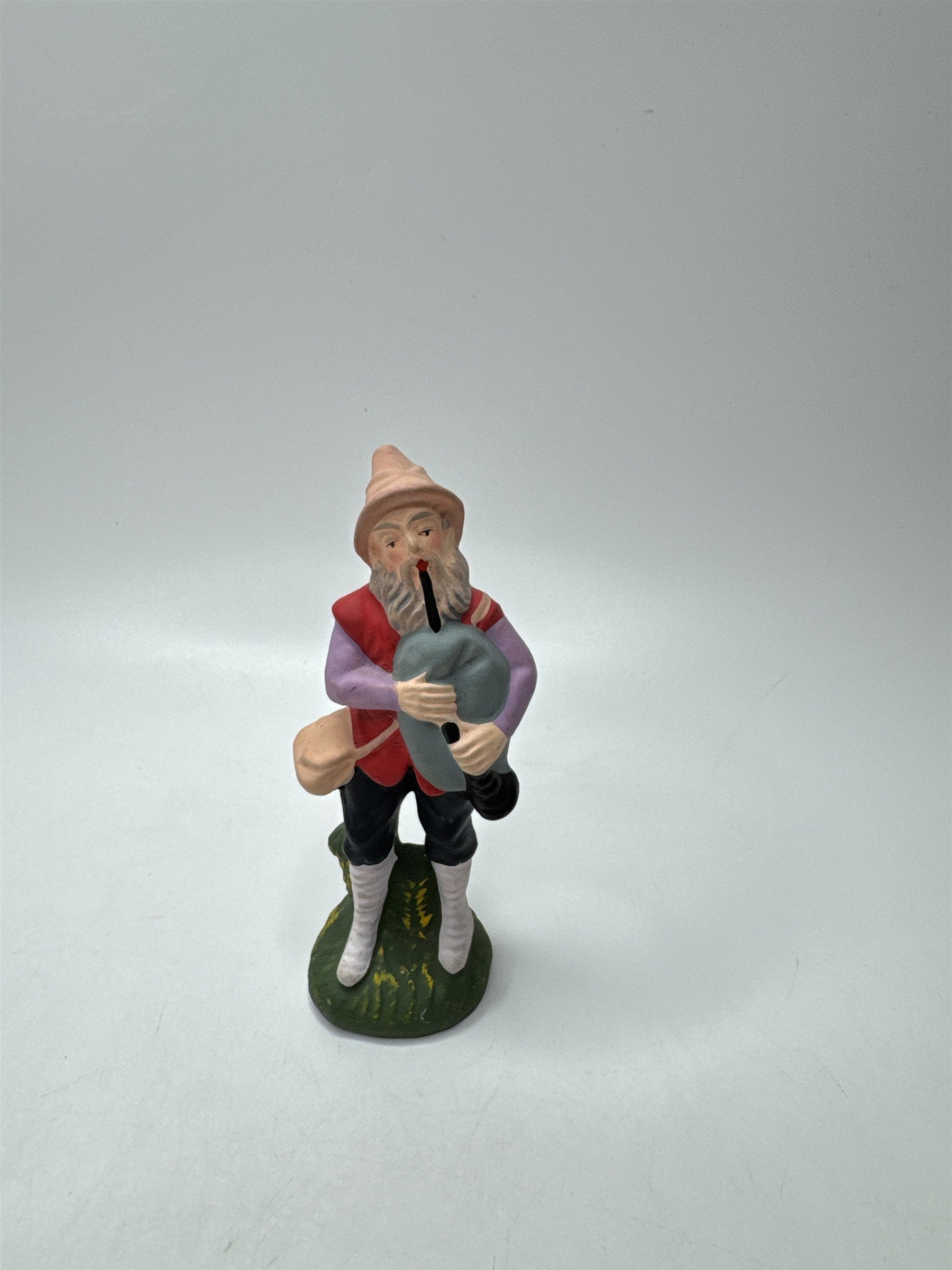 Vintage Japan Ceramic Gnome Elf Figurine Bag Pipe Player Hand Painted