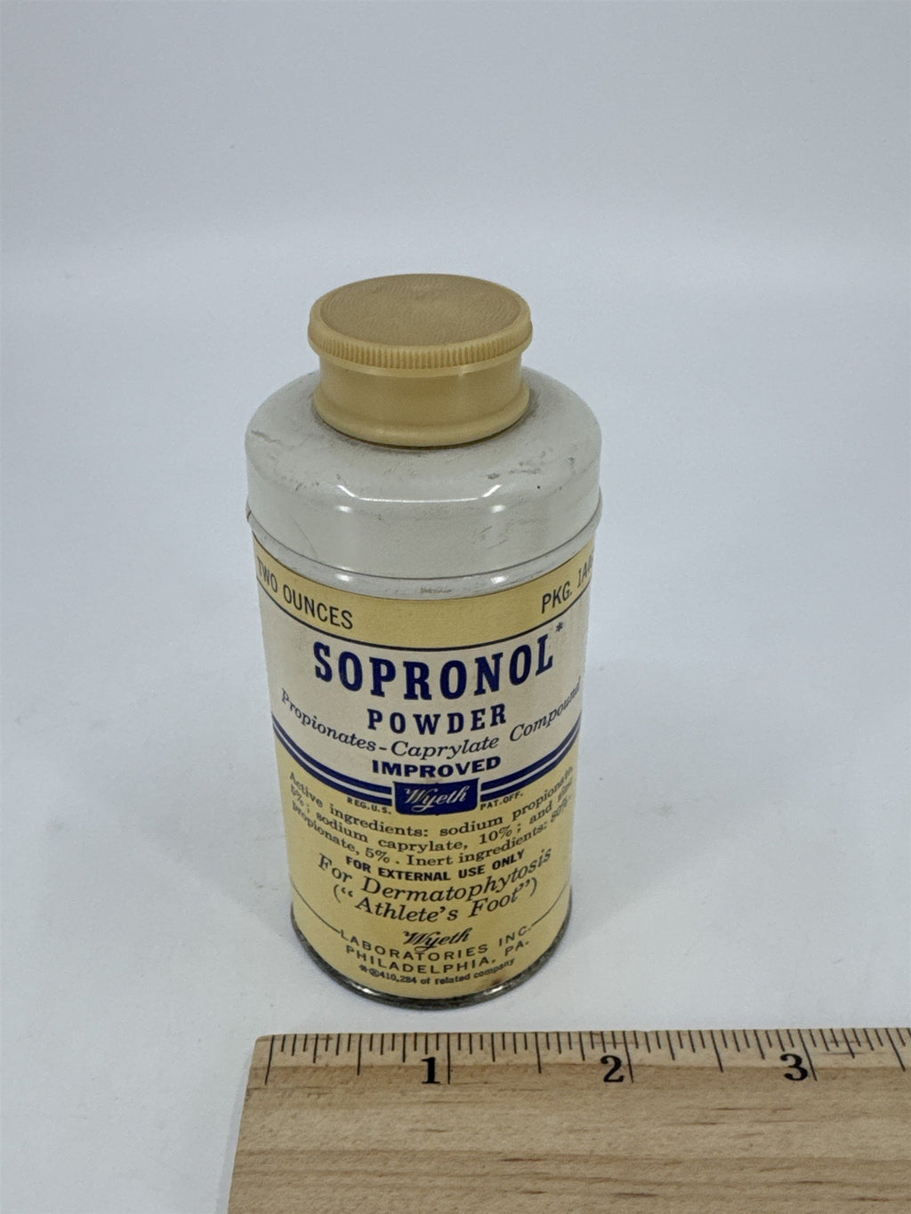 Vintage 2oz Sopronol Powder Improved Wyeth Laboratories Phila. PA *Seems Full*