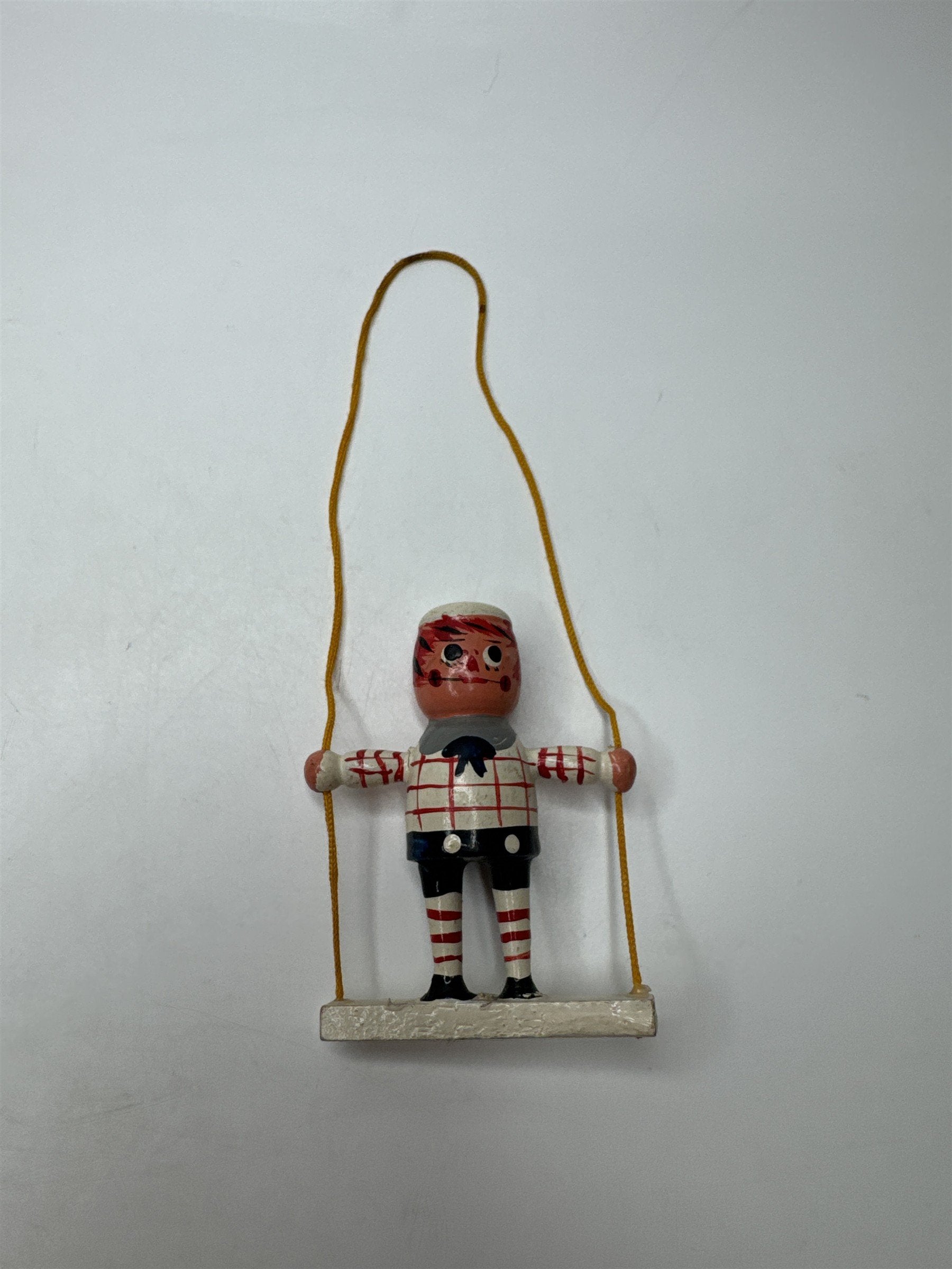 Vintage Raggedy Andy Boy Swinging Dangle Ornament Christmas Holiday Figure