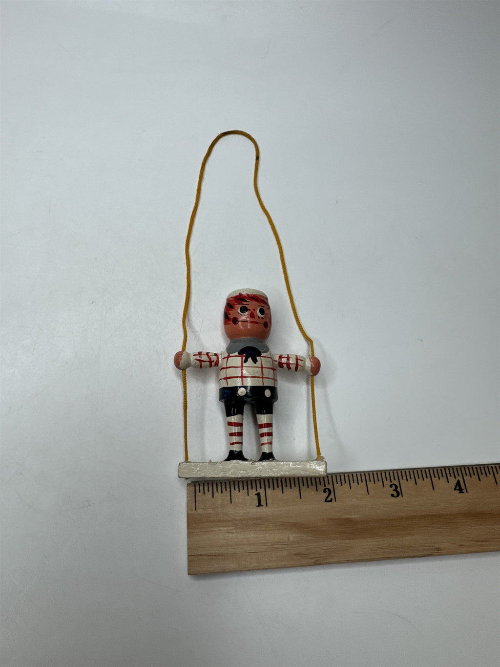 Vintage Raggedy Andy Boy Swinging Dangle Ornament Christmas Holiday Figure