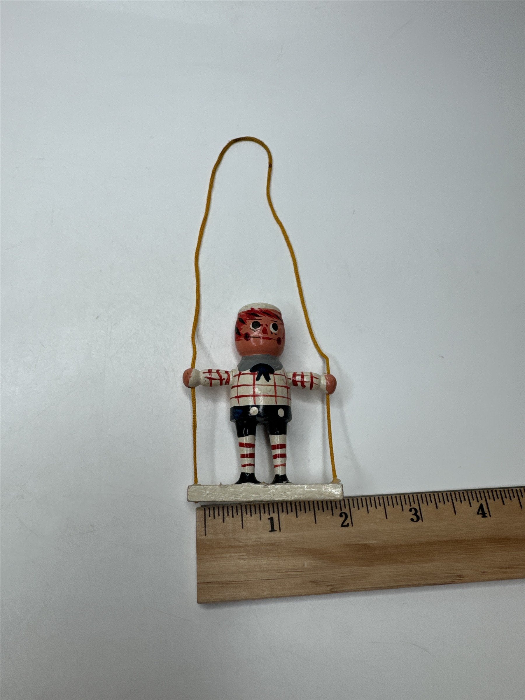 Vintage Raggedy Andy Boy Swinging Dangle Ornament Christmas Holiday Figure