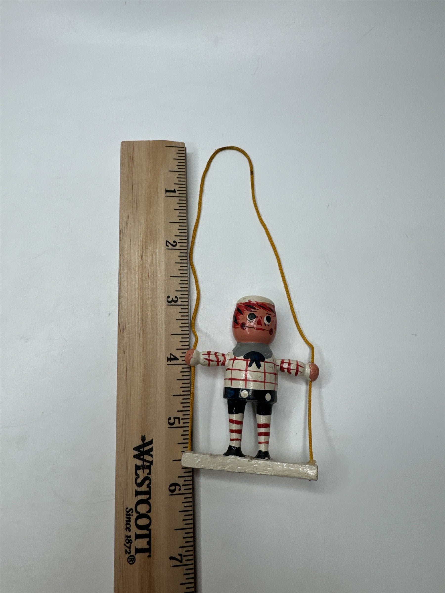 Vintage Raggedy Andy Boy Swinging Dangle Ornament Christmas Holiday Figure