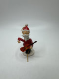 Vintage Korea Wooden Santa Banjo Ornament Christmas Holiday Musician Folk Art