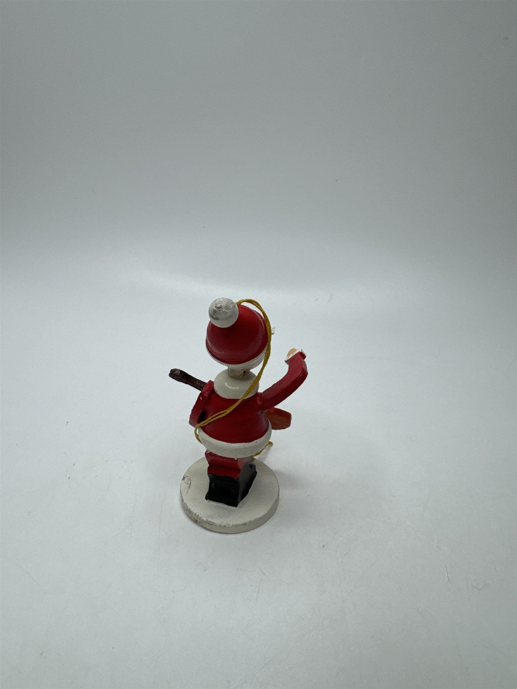 Vintage Korea Wooden Santa Banjo Ornament Christmas Holiday Musician Folk Art