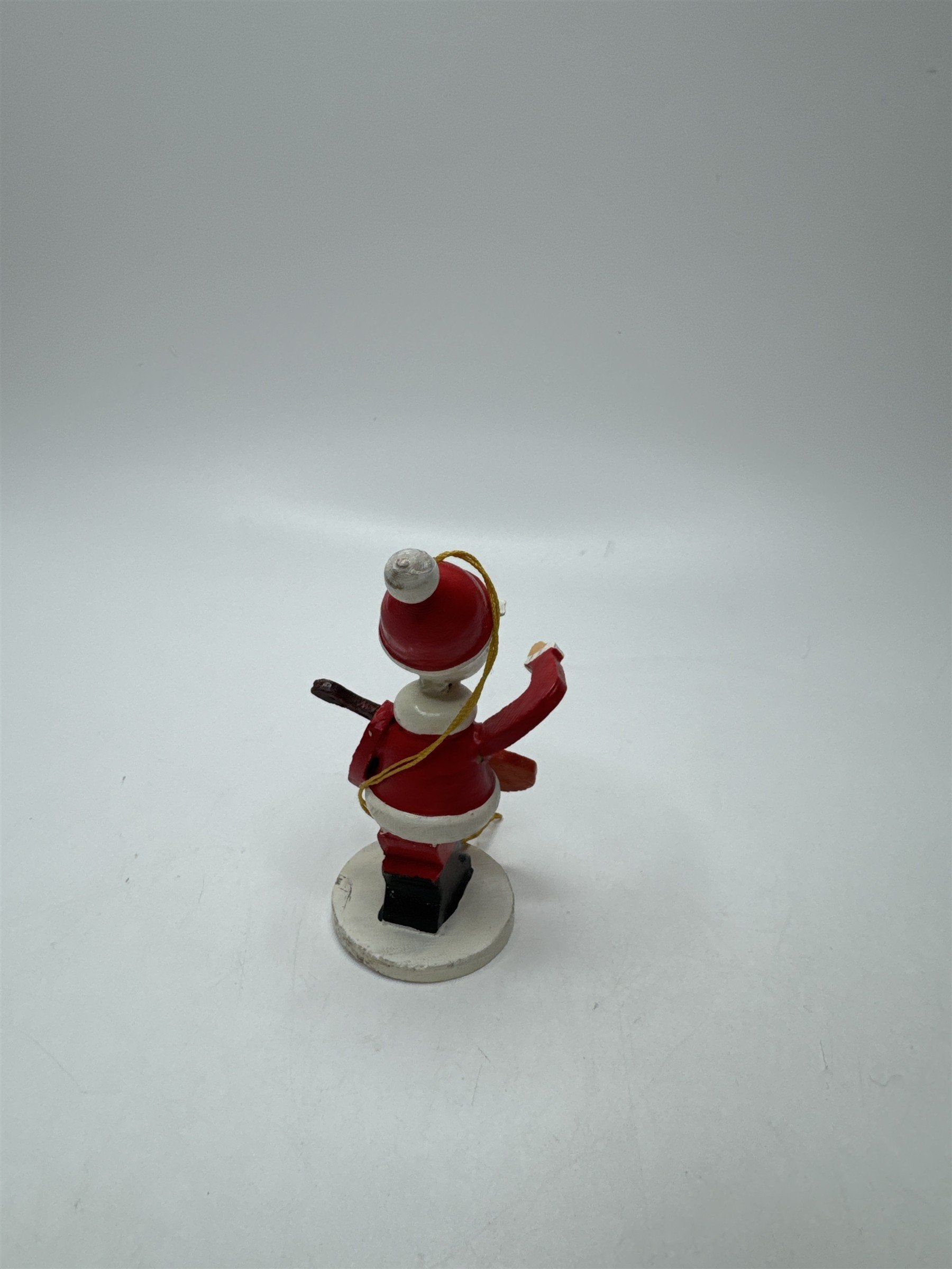 Vintage Korea Wooden Santa Banjo Ornament Christmas Holiday Musician Folk Art