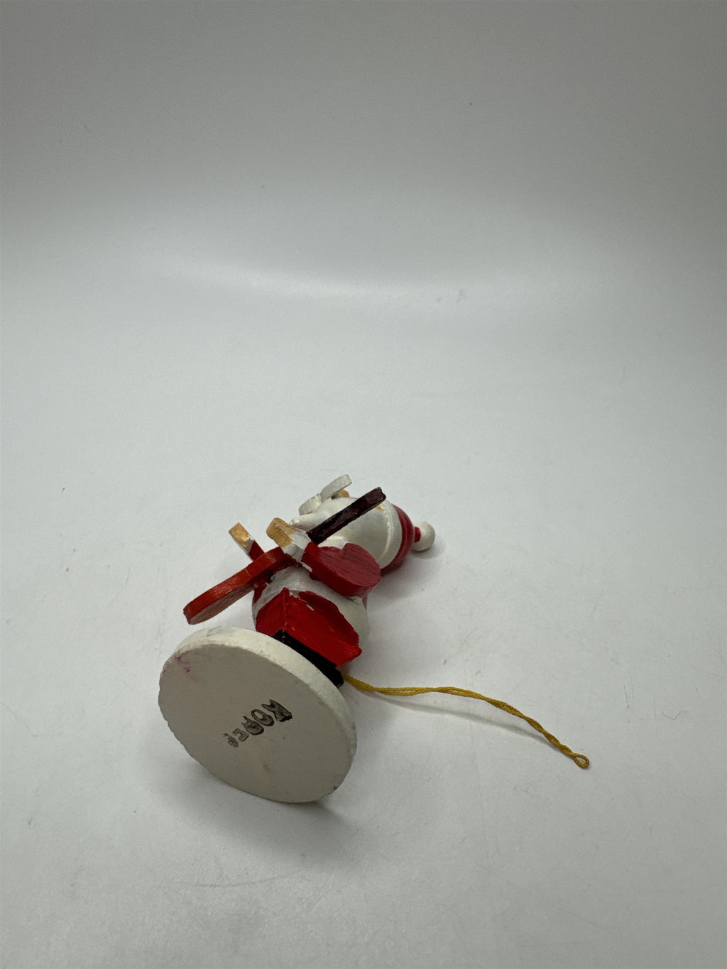 Vintage Korea Wooden Santa Banjo Ornament Christmas Holiday Musician Folk Art