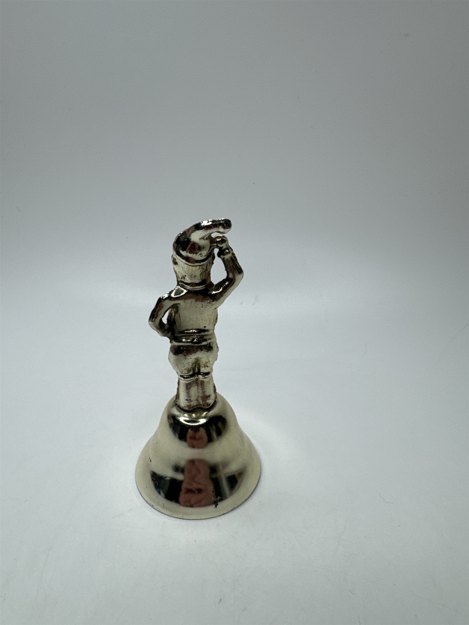 Vintage Metal Gold Tone Santa Claus Figural 4" Dinner Bell Christmas Holiday