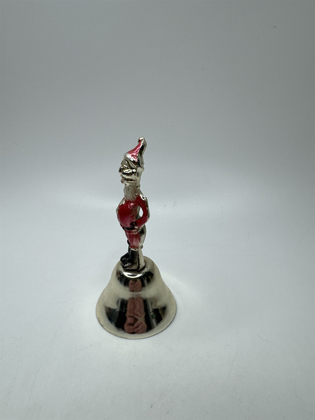 Vintage Metal Gold Tone Santa Claus Figural 4" Dinner Bell Christmas Holiday
