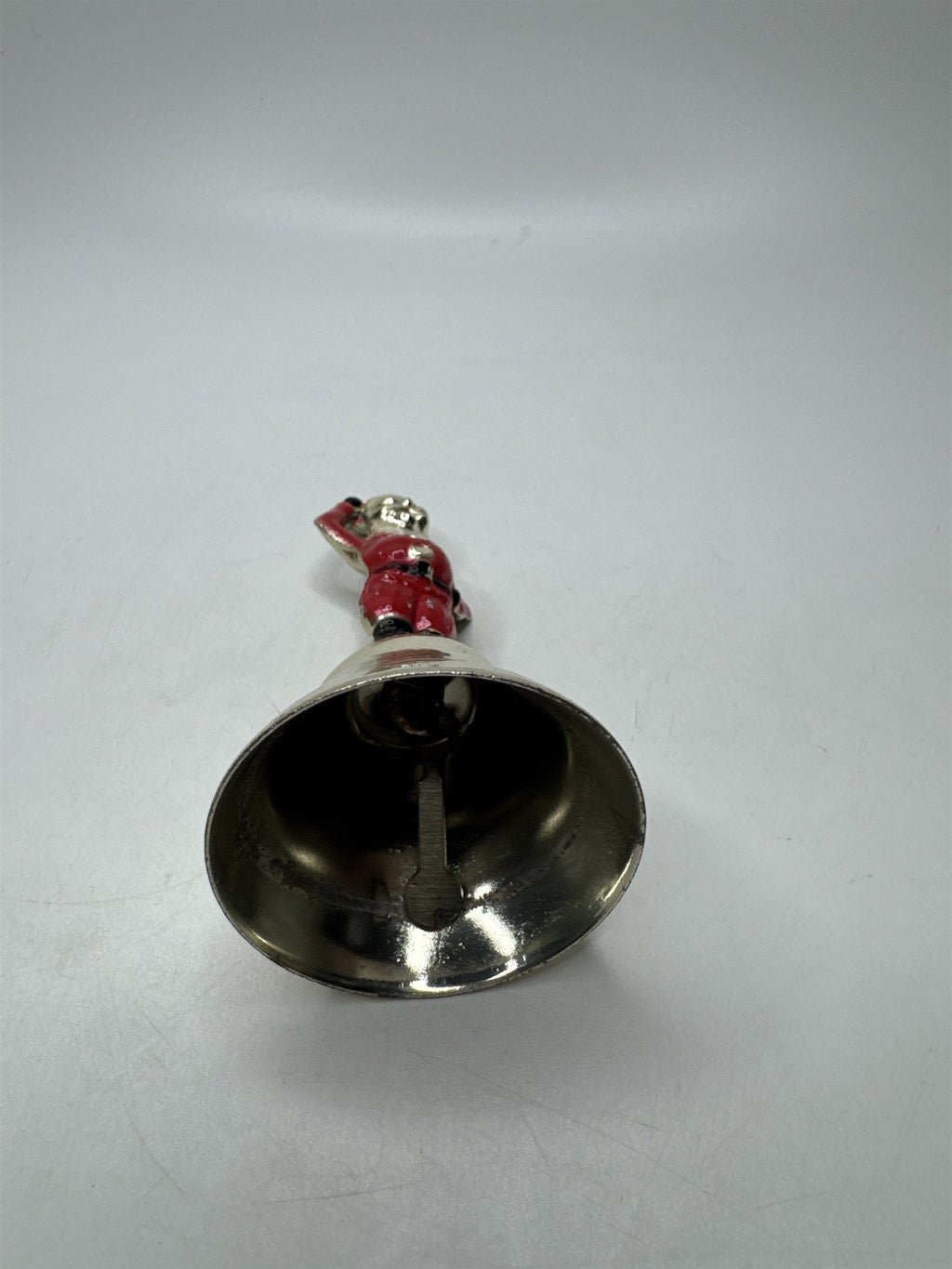 Vintage Metal Gold Tone Santa Claus Figural 4" Dinner Bell Christmas Holiday