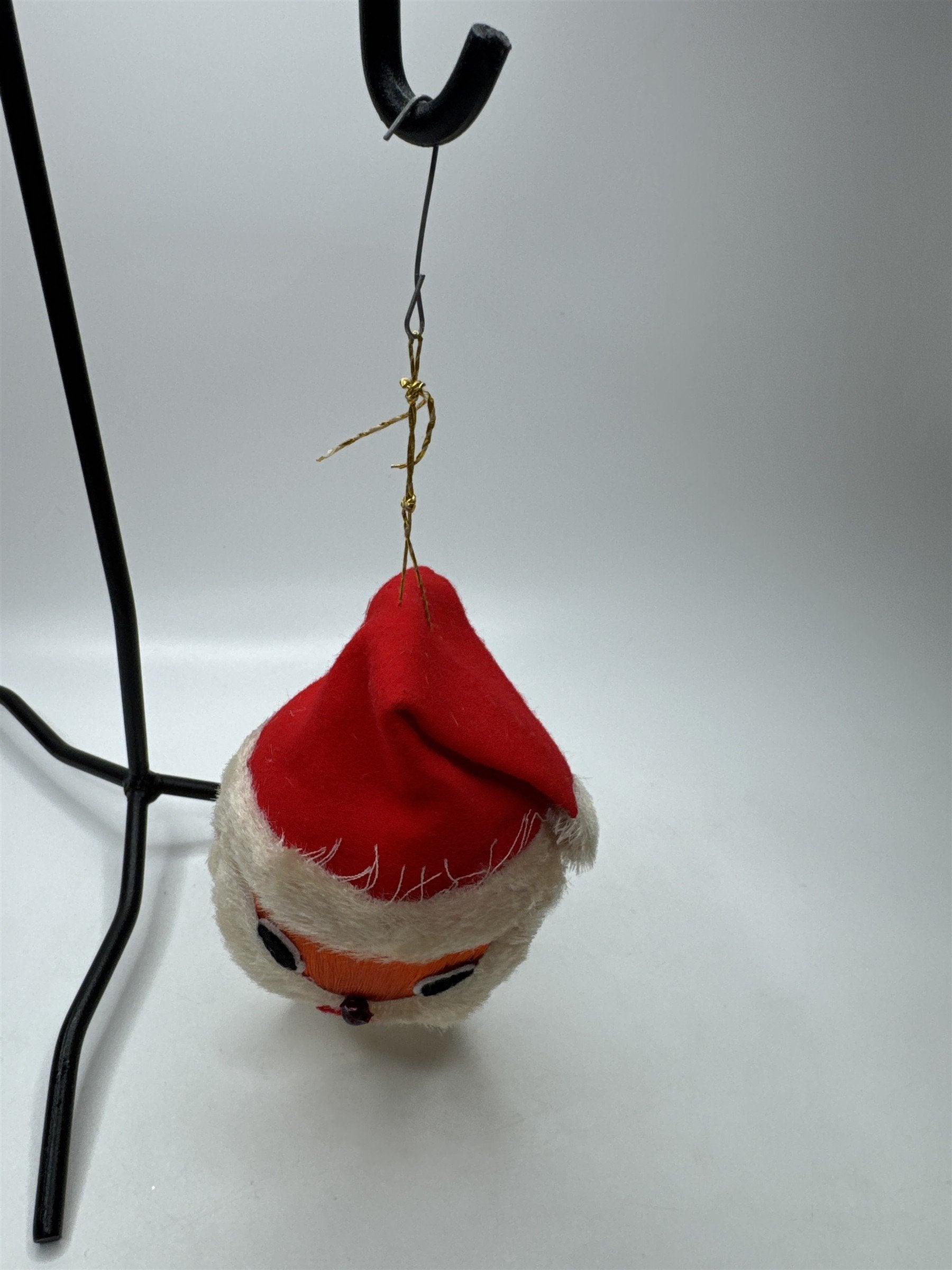 Vintage Spun Satin Santa Ball Ornament Christmas Fabric Holiday Decor Retro