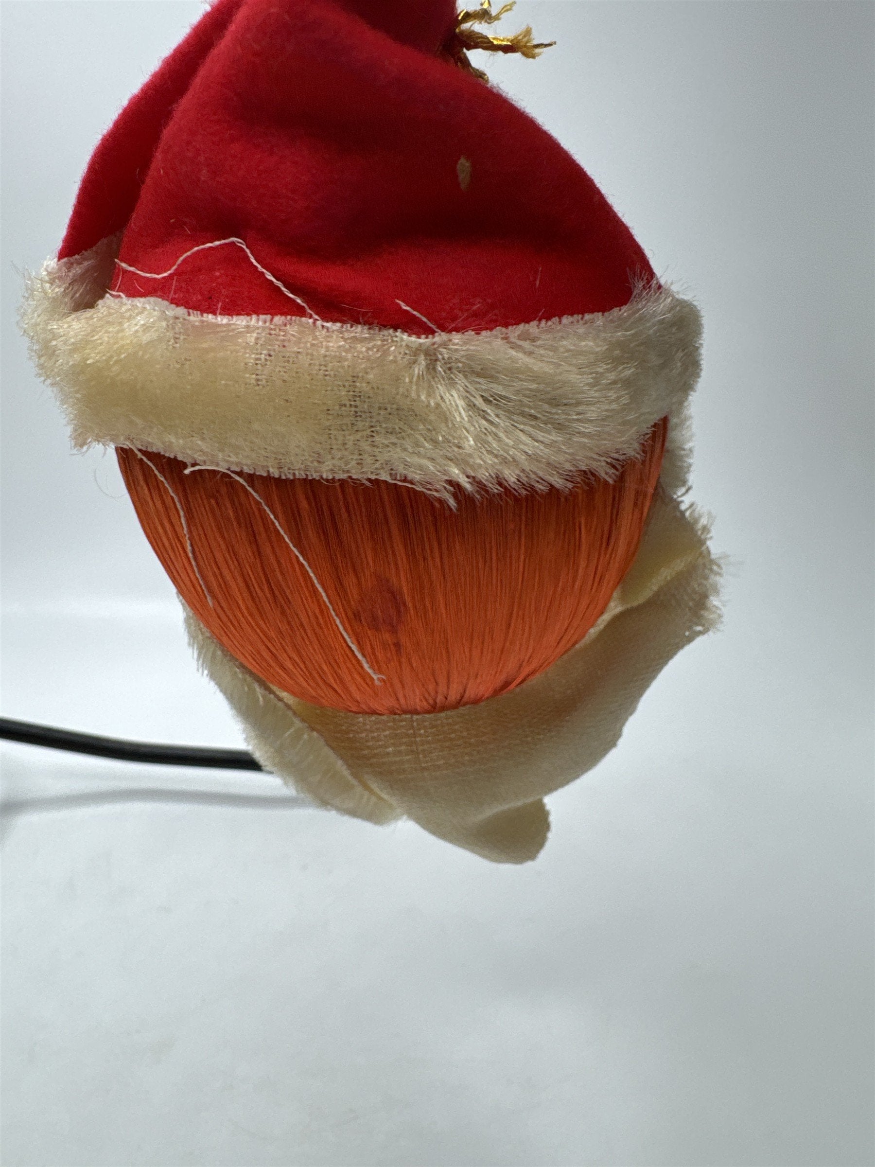 Vintage Spun Satin Santa Ball Ornament Christmas Fabric Holiday Decor Retro