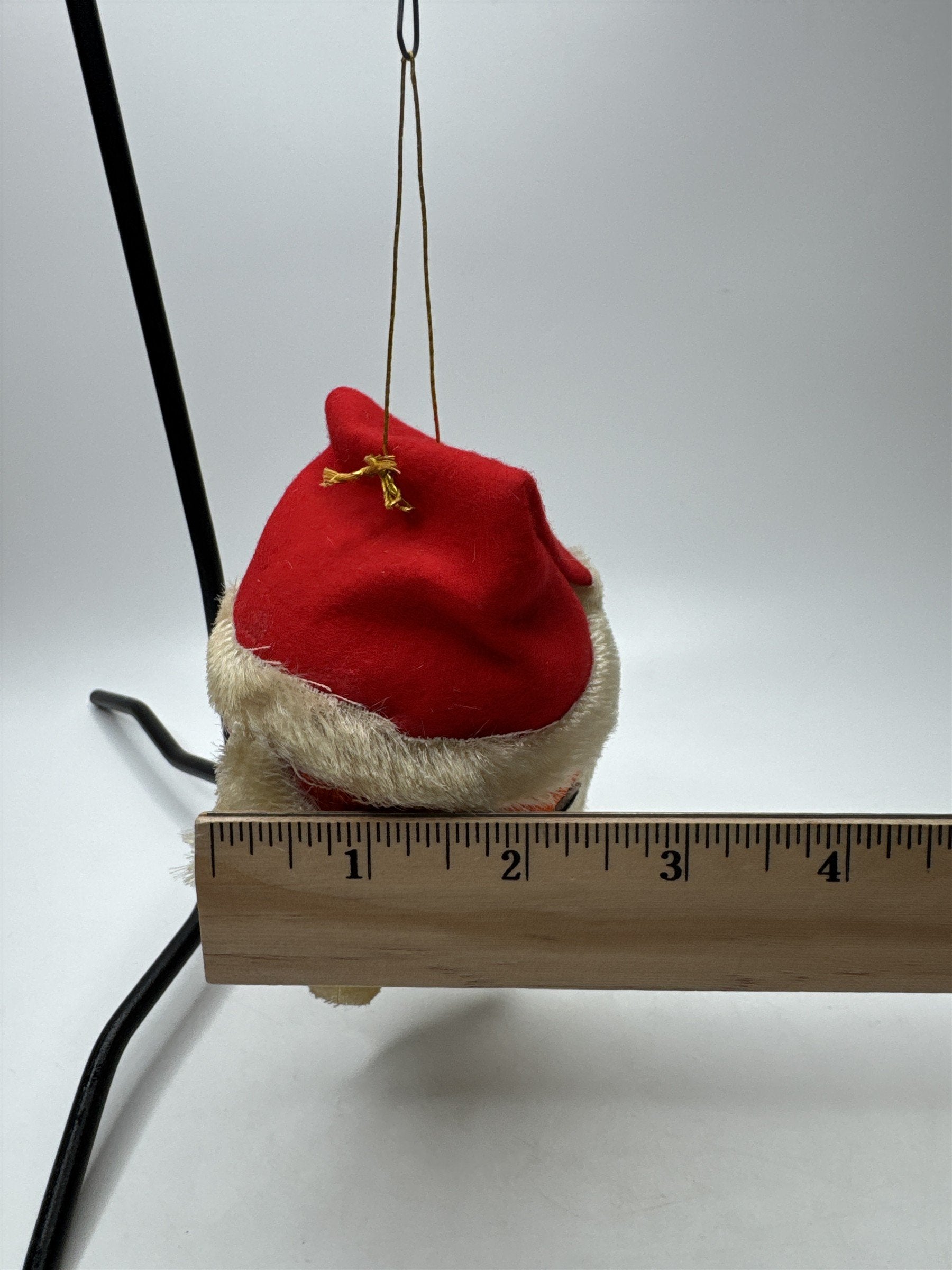 Vintage Spun Satin Santa Ball Ornament Christmas Fabric Holiday Decor Retro