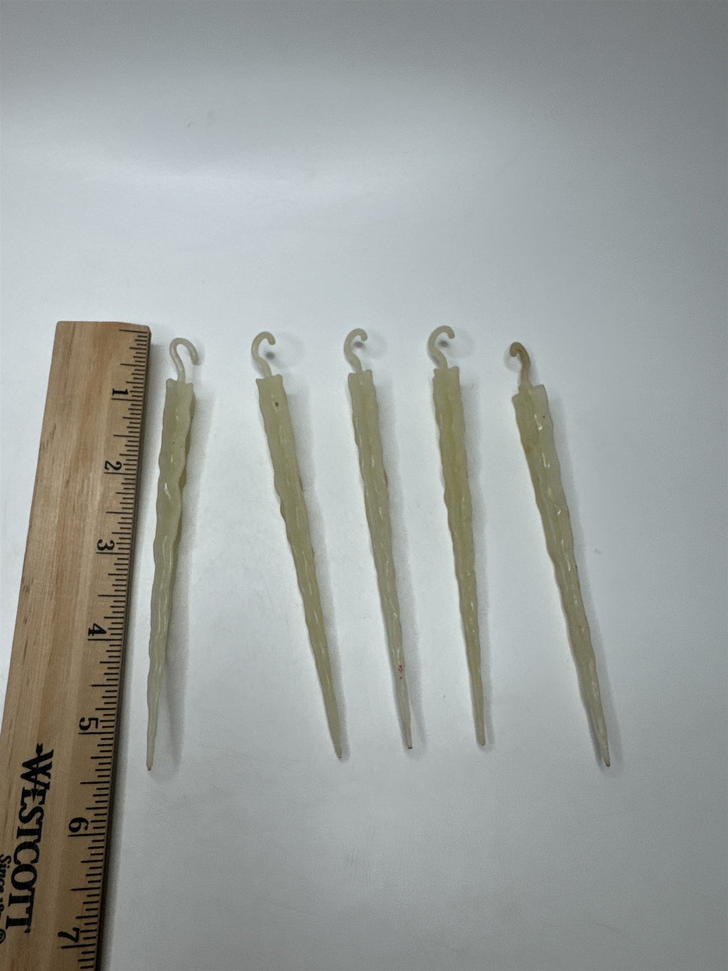 Set of 5 Vintage MCM Icicle Ornaments Cream Off White Retro Christmas Kitsch