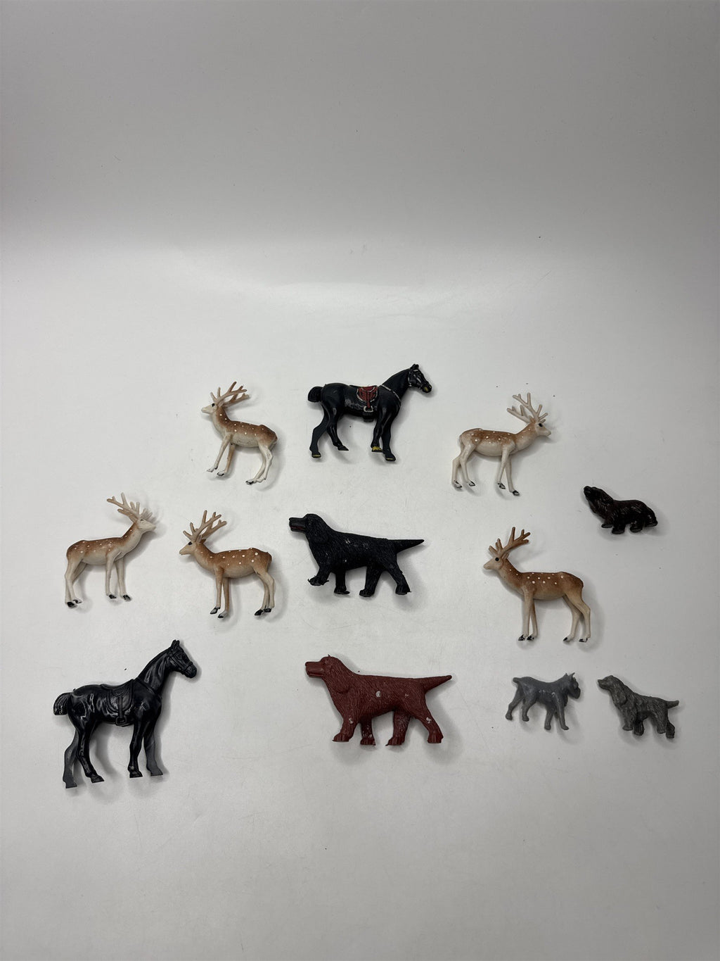 Lot Vintage Miniature Figures Dogs Deer Horses Under Tree Christmas Village