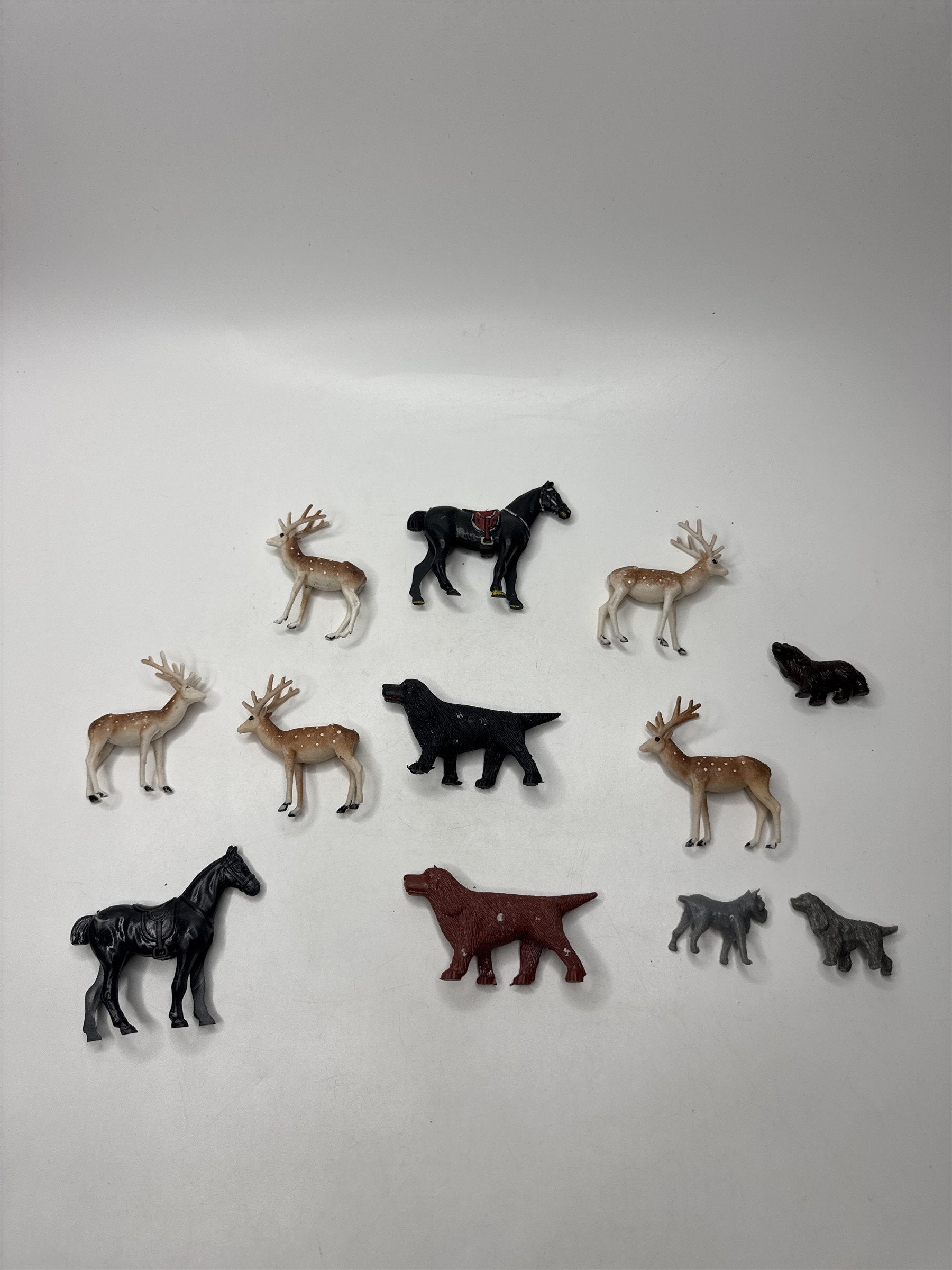 Lot Vintage Miniature Figures Dogs Deer Horses Under Tree Christmas Village